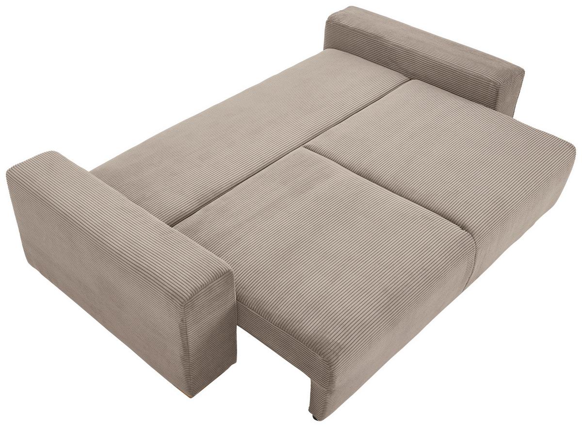 Schlafsofa Vouge Taupe Bettkasten, B: 255 Cm - Taupe/Buchefarben, KONVENTIONELL, Textil (255/86/123cm) - Livetastic