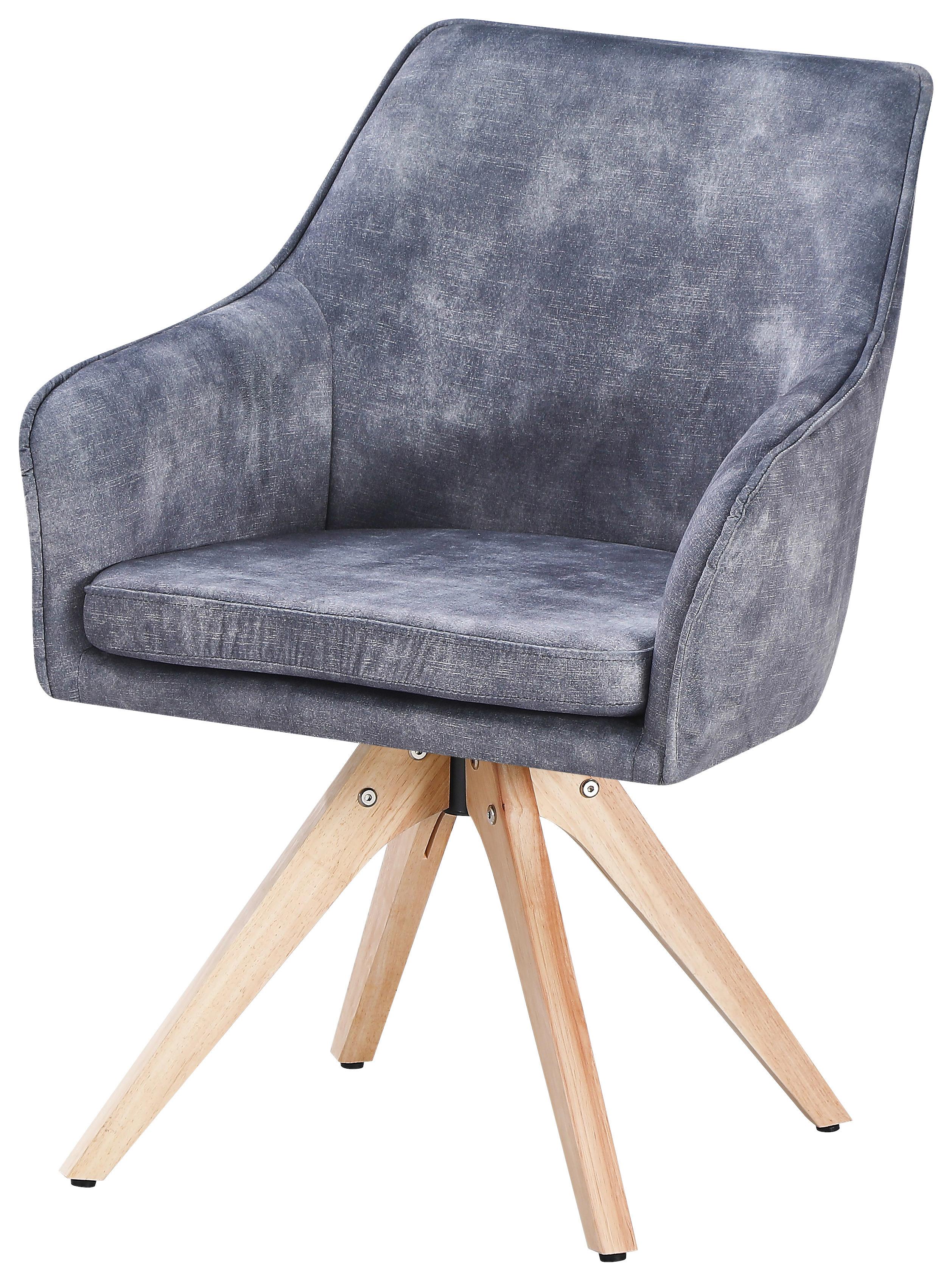 Vierfußstuhl Lisa Grau Echtholz Beine - Naturfarben/Grau, KONVENTIONELL, Holz/Textil (62/83/63cm)