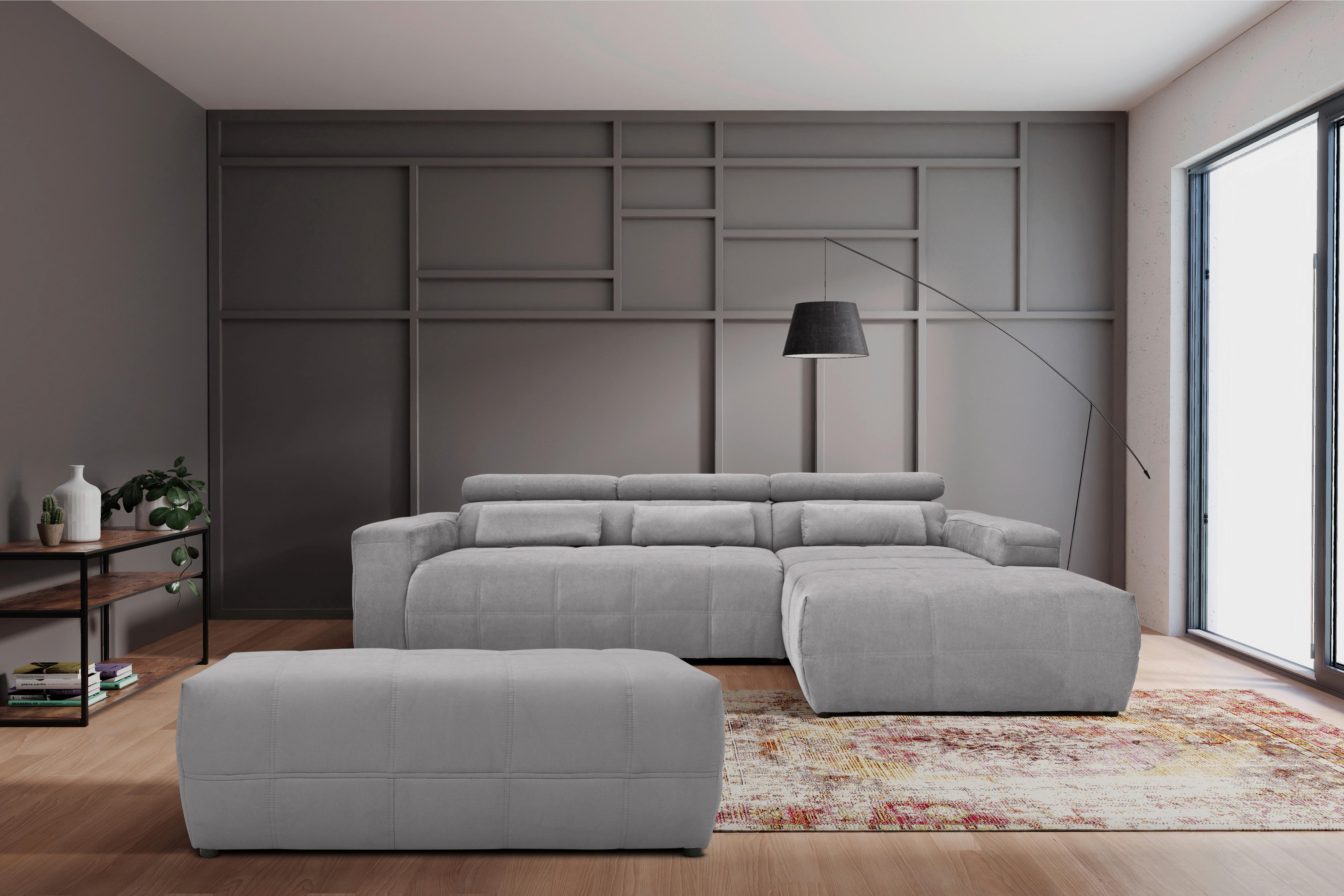 Hocker Brandon Silberfarben B: 150 cm - Silberfarben/Schwarz, Design, Textil (150/60/40cm) - MID.YOU