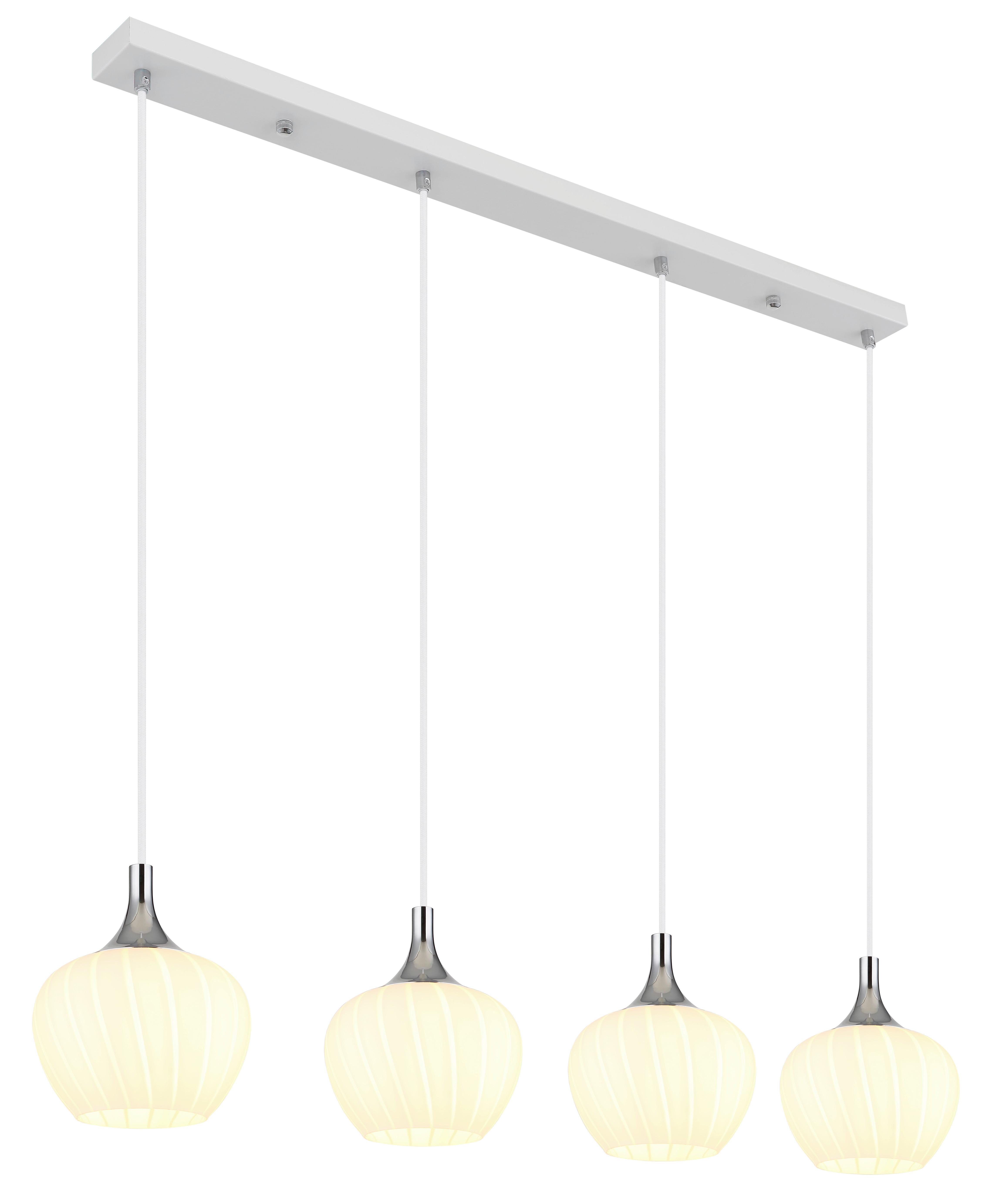 Hängeleuchte 15548-4hw - Chromfarben/Weiß, KONVENTIONELL, Glas/Metall (100/18/120cm) - Globo