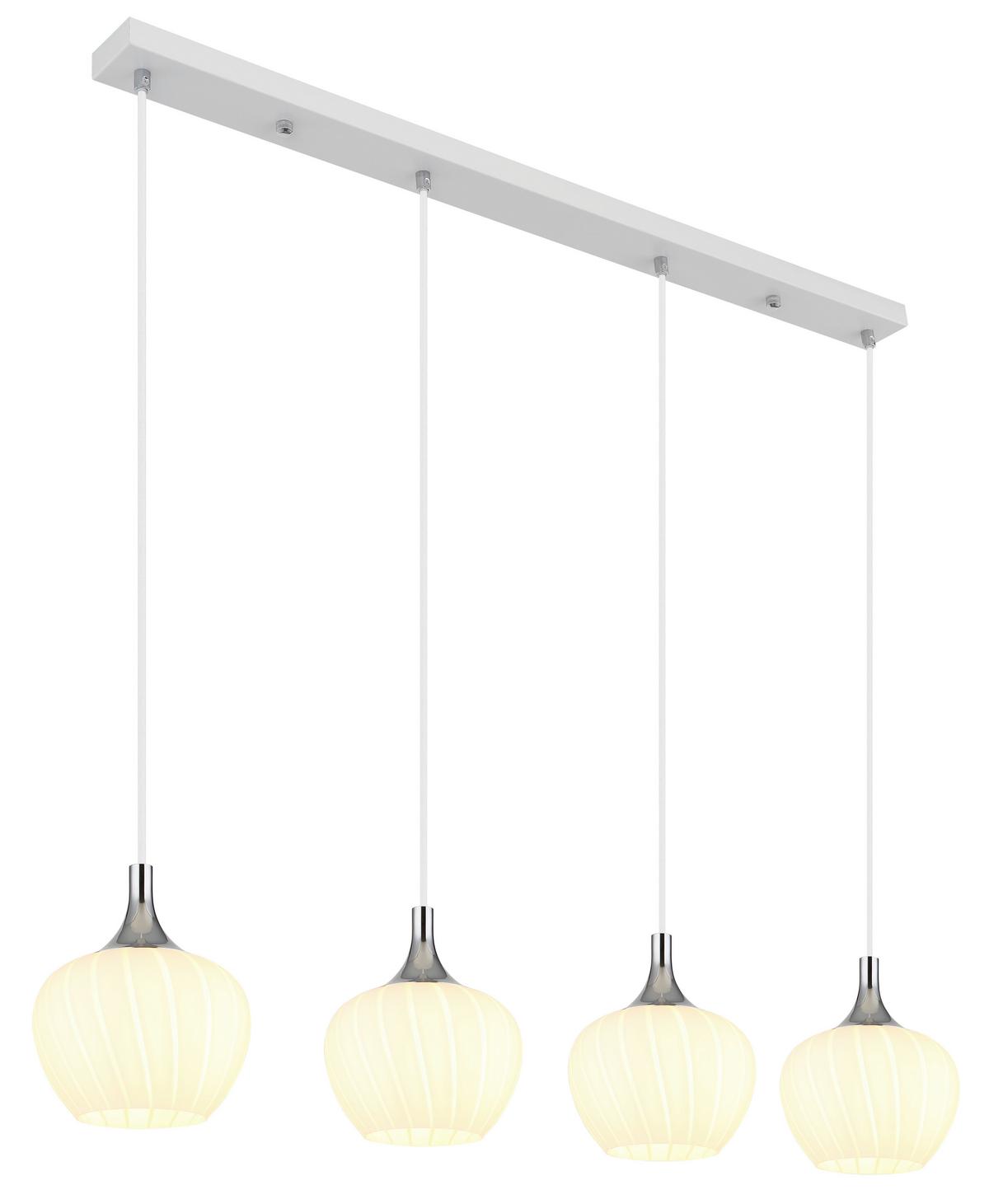 Hängeleuchte 15548-4hw - Chromfarben/Weiß, KONVENTIONELL, Glas/Metall (100/18/120cm) - Globo
