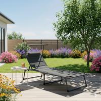 Sonnenliege Aluminium Anthrazit LxBxH: 193x32x67 cm - Anthrazit, Basics, Kunststoff/Textil (193/67/32cm)