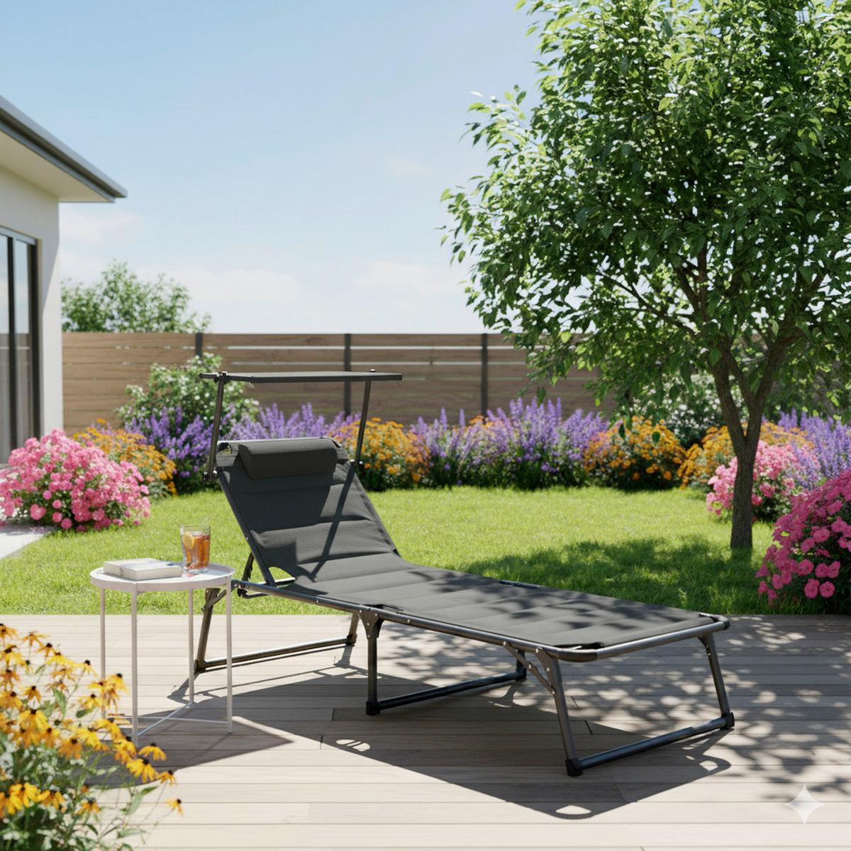 Sonnenliege Ph-Alu-Sl-Anthracite - Anthrazit, Basics, Kunststoff/Textil (193/32/67cm)