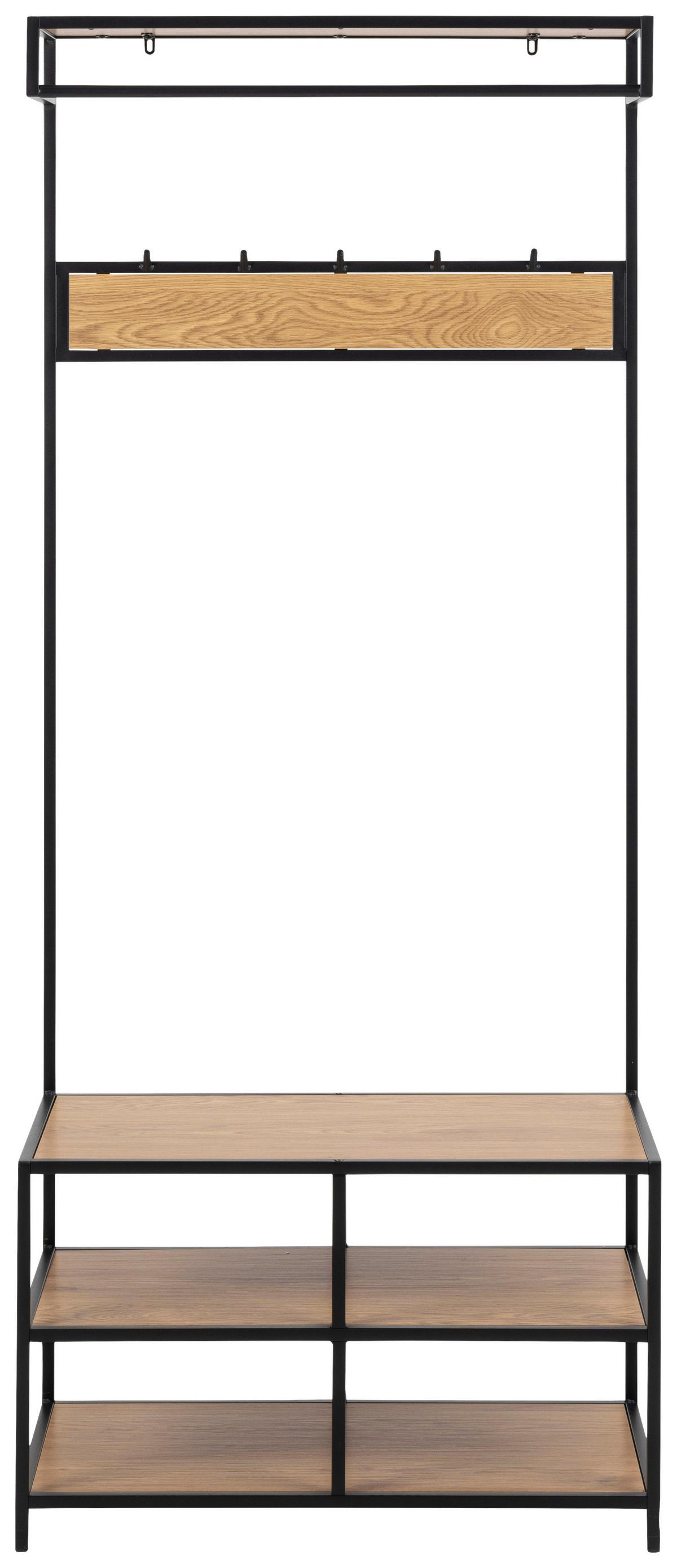 Šatna SEAFORD divoký dub - divoký dub/černá, Trend, kov/kompozitní dřevo (77/185/40cm) - MID.YOU