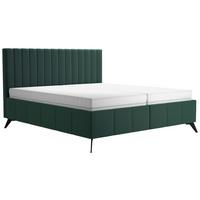 Manželská posteľ Vivien 2, 180x200, tmavozelená - černá/tmavě zelená, Moderní, dřevo/textil (180/200cm)