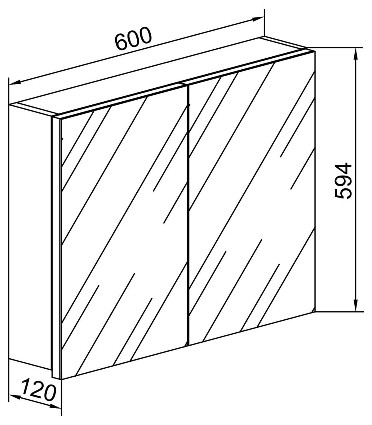 Spiegelschrank Badinos Mit Led 2-Türig Bxhxt: 60x59,2x12 Cm - Sonoma Eiche, MODERN, Glas/Holzwerkstoff (60/59,2/12cm) - MID.YOU