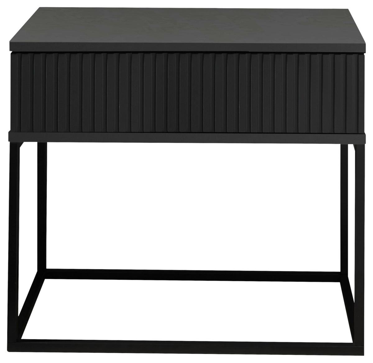 Nachtkästchen Schwarz/Graphit H: 52 cm Marle - Schwarz/Graphitfarben, MODERN, Holzwerkstoff/Metall (60/52/38,5cm) - Livetastic