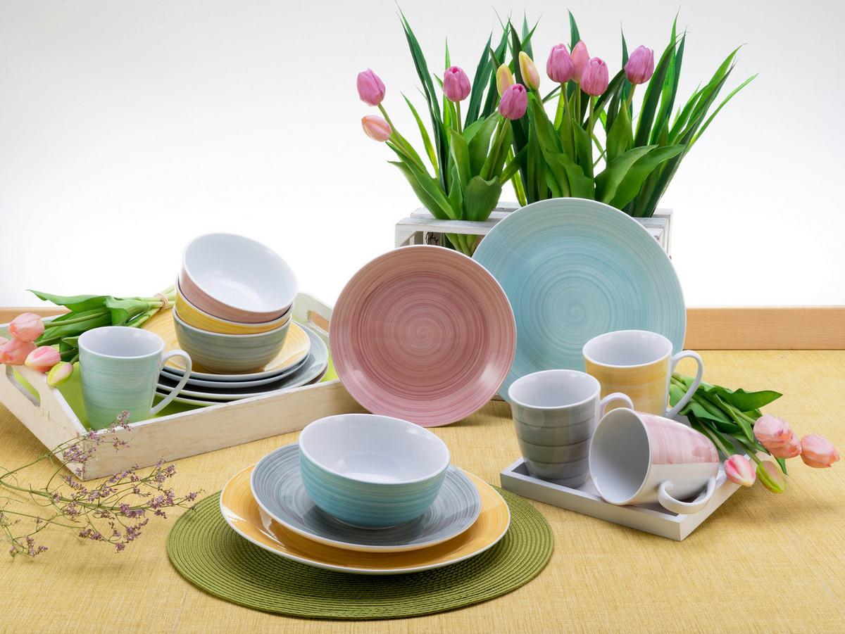 Kombiservice Porzellan 4 Personen Geschirr Set - Multicolor, Keramik (30/31,5/33cm) - Creatable