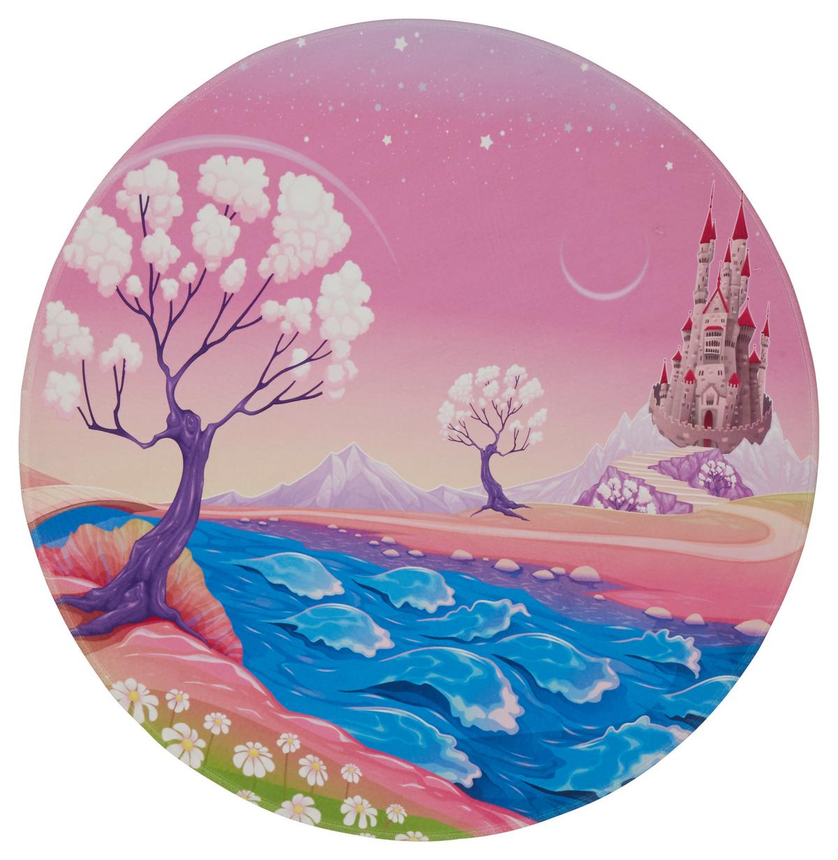 Kinderteppich Rund Rosa Wunderland Ø 100 cm - Rosa, Trend, Textil (100cm)