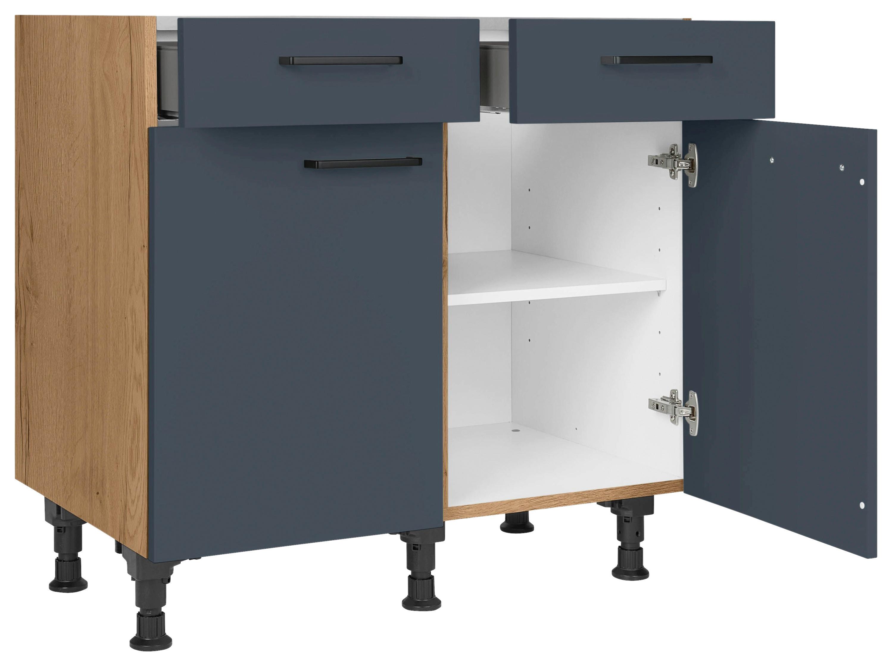 Schubkastenunterschrank Easytouch - Blau/Eichefarben, MODERN, Holzwerkstoff (90/87/56cm) - Nobilia