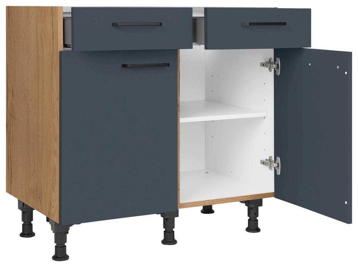 Schubkastenunterschrank Easytouch - Blau/Eichefarben, MODERN, Holzwerkstoff (90/87/56cm) - Nobilia