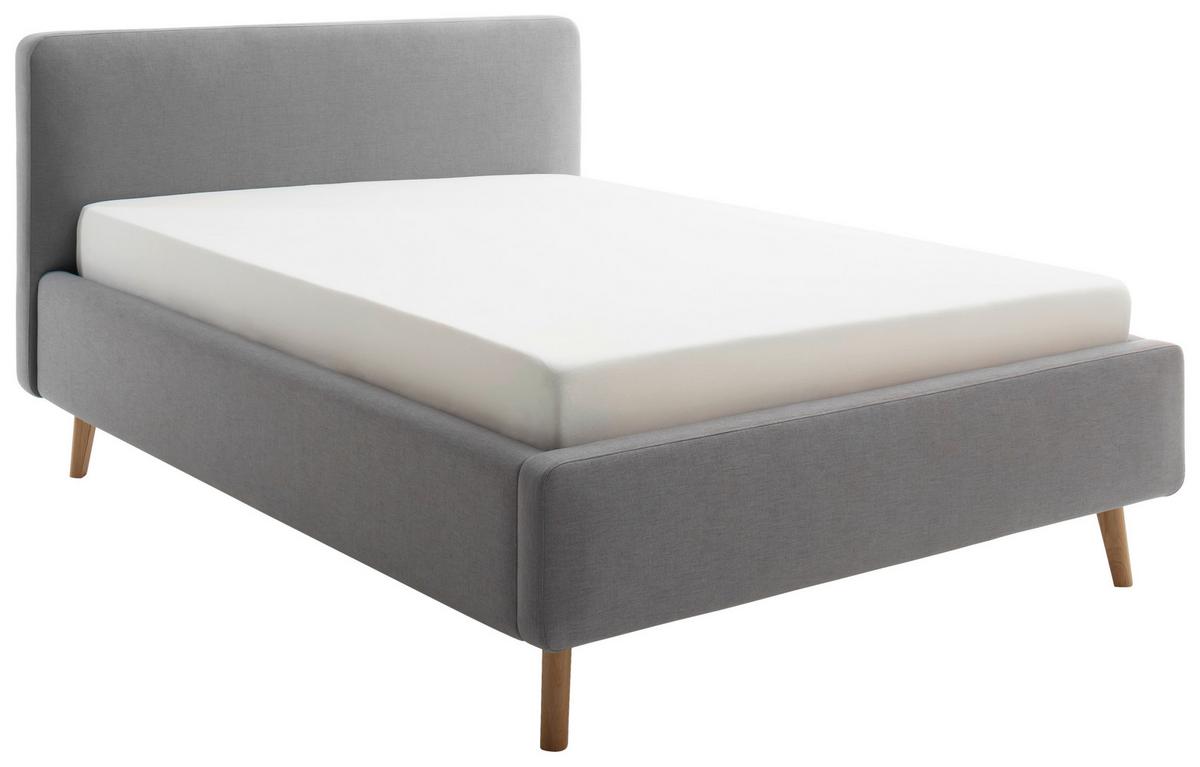 Polsterbett Mattis 140x200cm Hellgrau, Inkl. Bettkasten - Eichefarben/Hellgrau, Design, Holz/Textil (140/200cm) - Livetastic