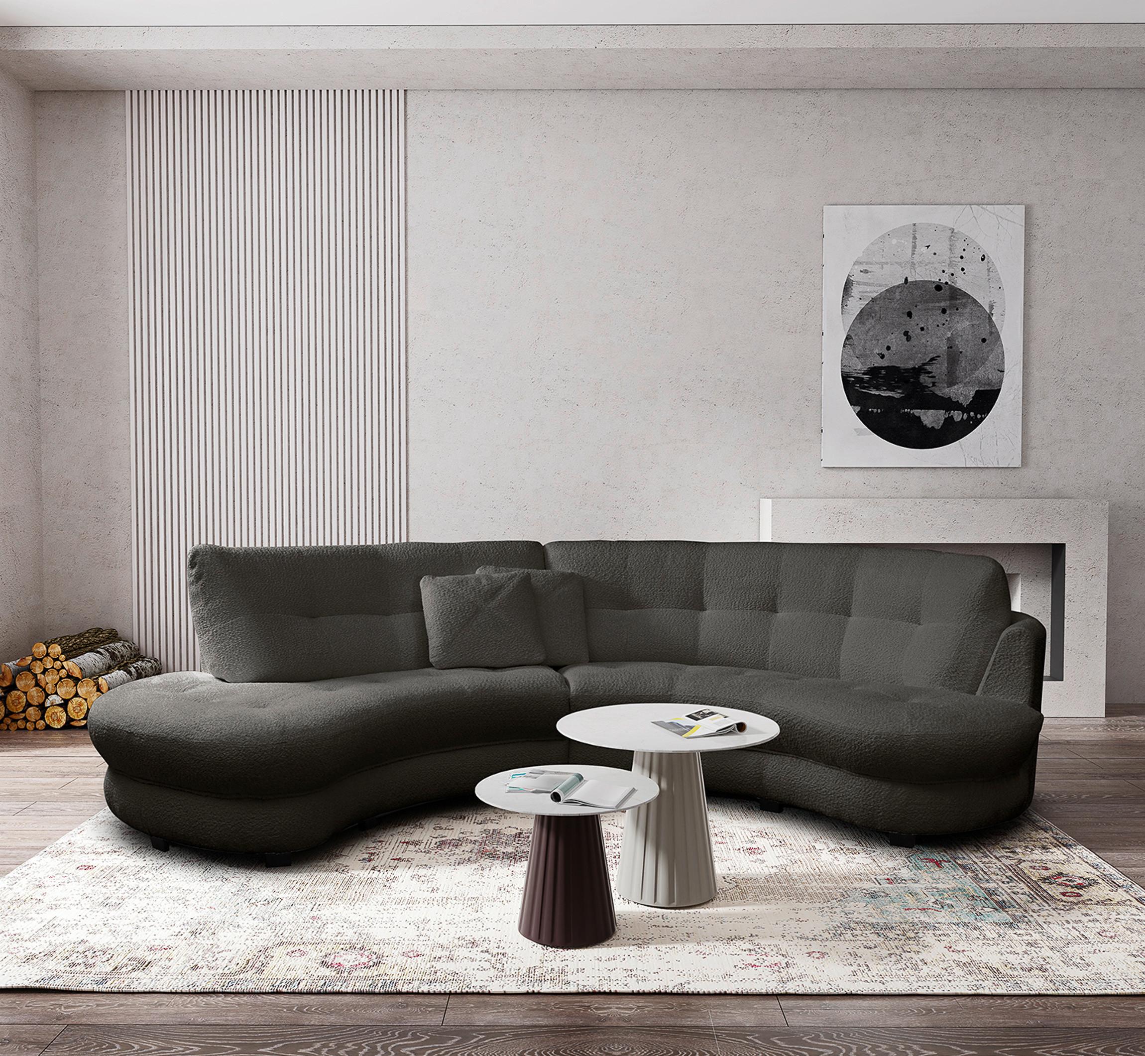 Ecksofa Bretania Anthrazit S: 113x300 cm - Anthrazit/Schwarz, Design, Textil (113/300cm) - Livetastic