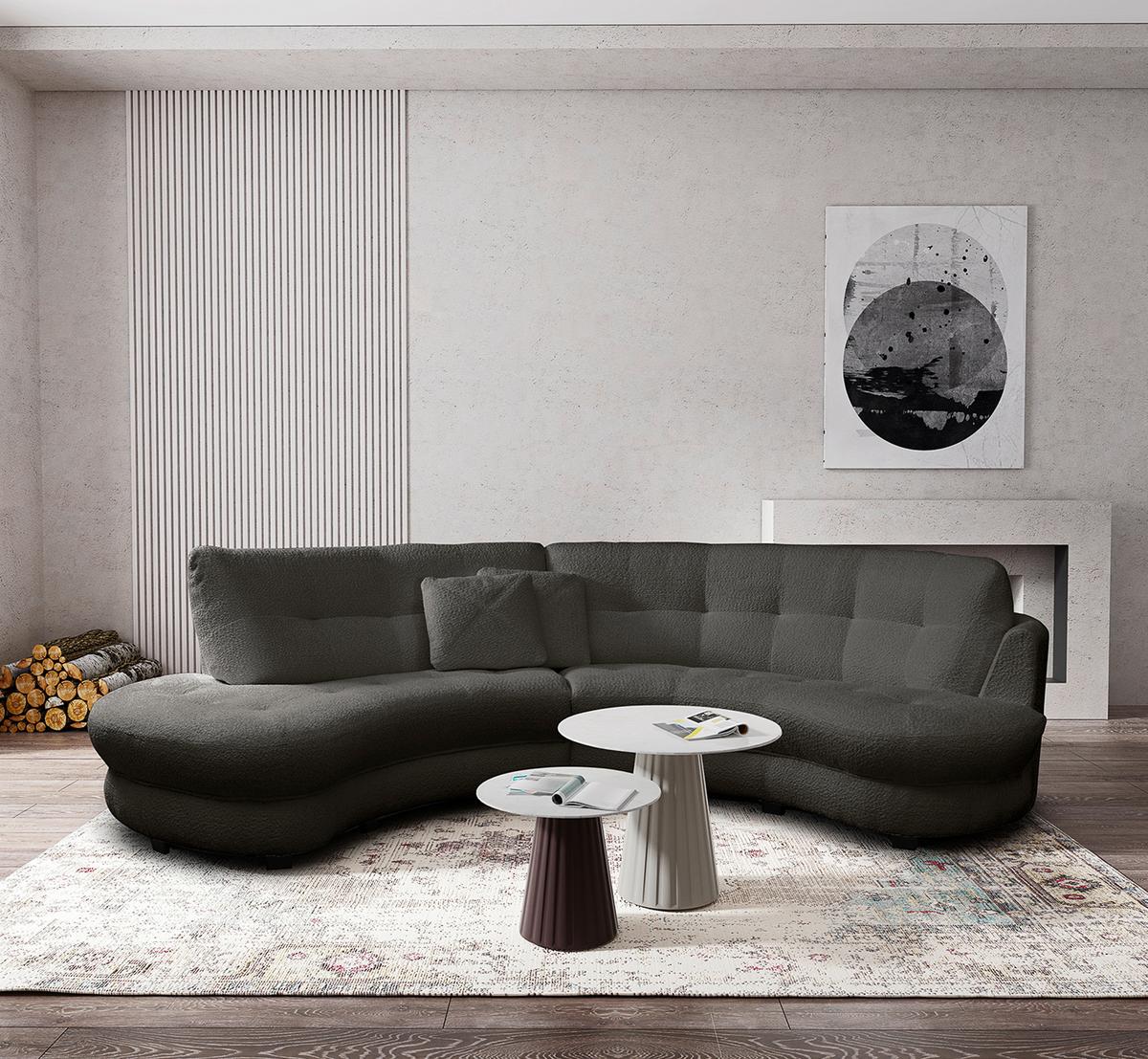 Ecksofa Bretania Anthrazit S: 113x300 cm - Anthrazit/Schwarz, Design, Textil (113/300cm) - Livetastic