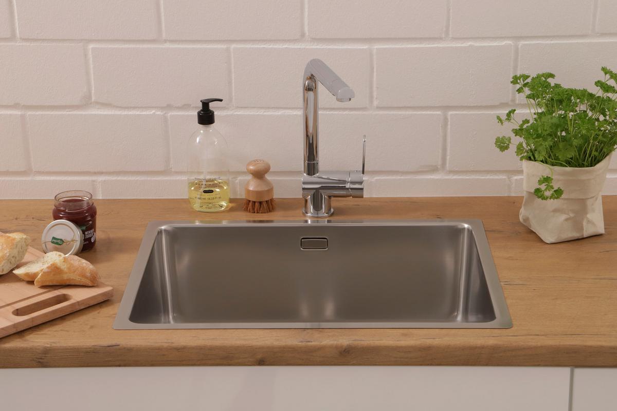 Spüle Respekta Inox Edelstahl Bxt: 59x43,5 Cm - Edelstahlfarben, Trend, Metall (59/22,5/44cm) - Respekta