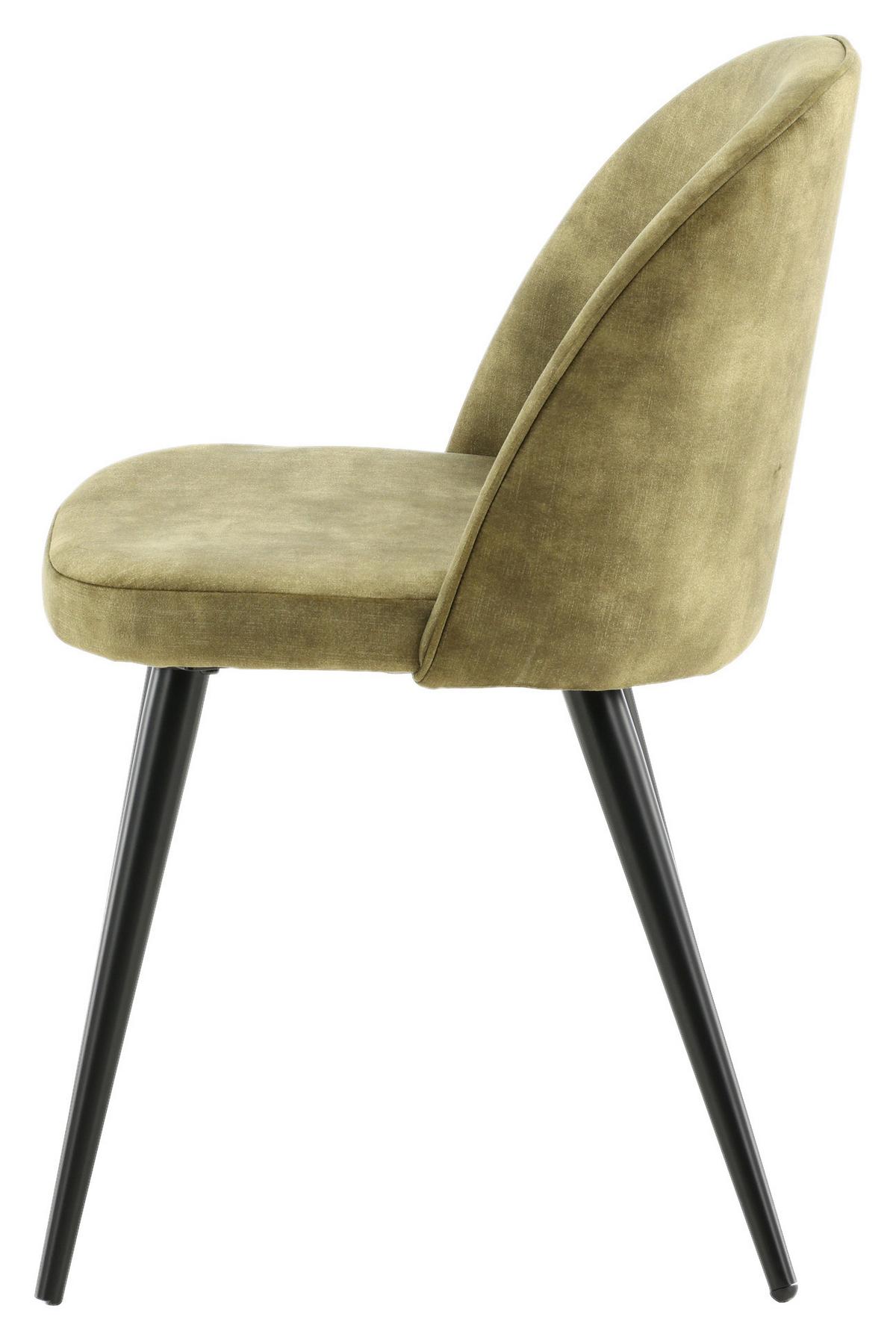 Stuhl-set Velvet Schwarz/grün B: 57 Cm - Schwarz/Grün, Design, Textil/Metall (57/76.5/50cm) - Livetastic