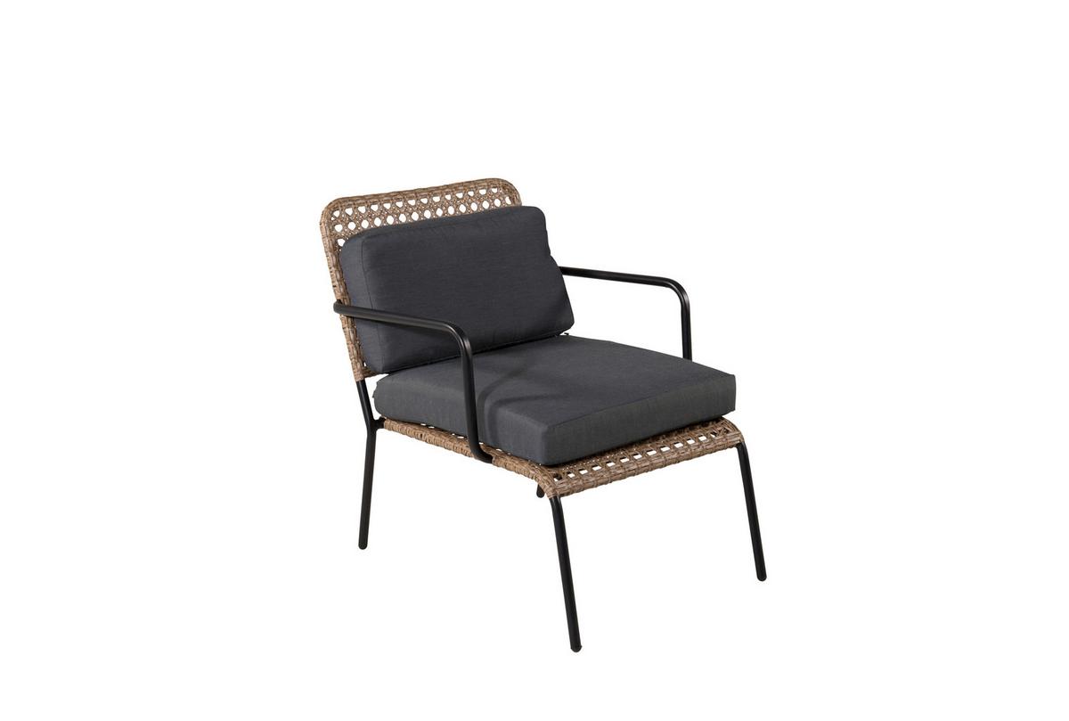 Loungegarnitur 5-tlg Paola Holz/metall Mit Kissen - Dunkelgrau/Schwarz, KONVENTIONELL, Naturmaterialien/Holz - Gardenson