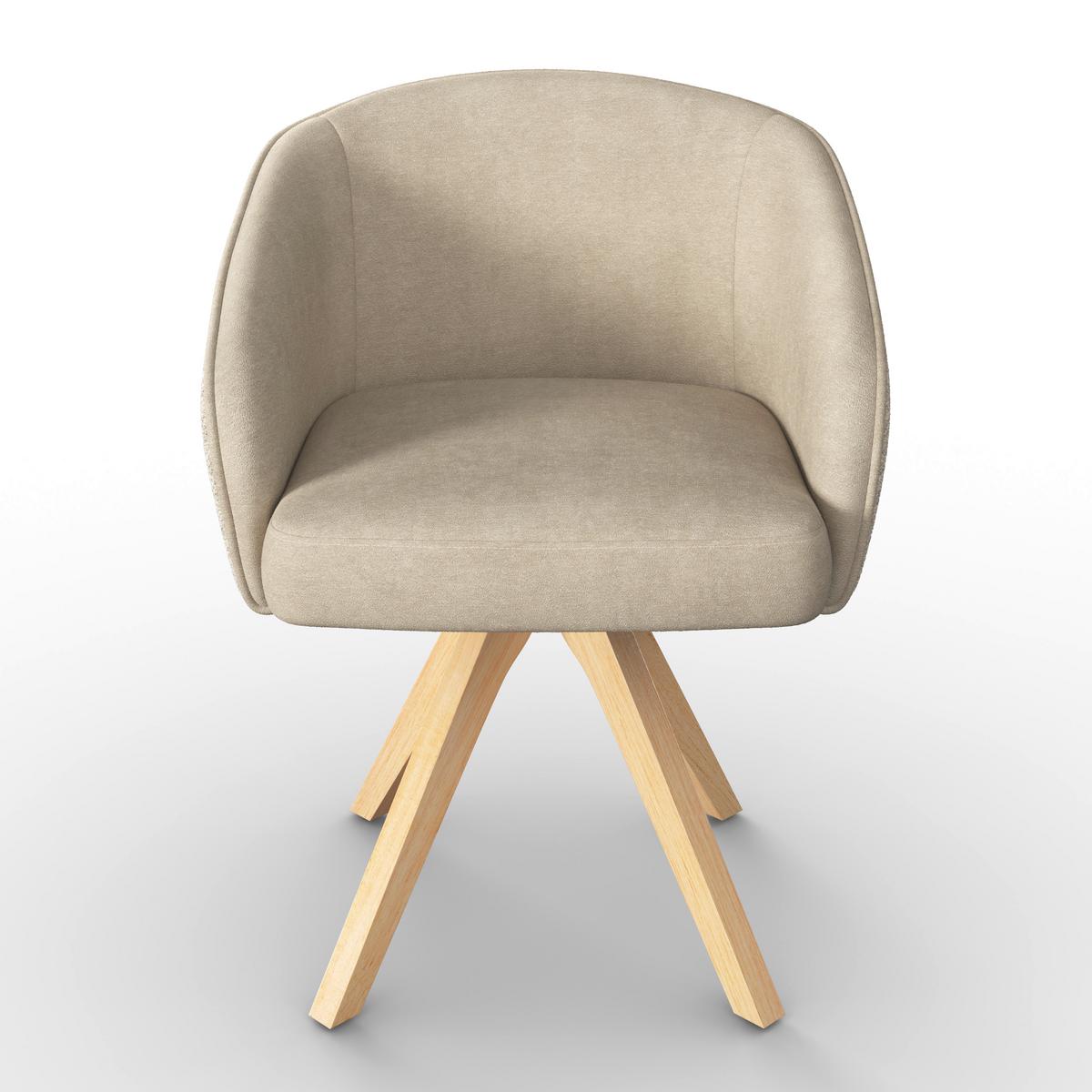 STOLIČKA S PODRÚČKAMI EMMIE - farba duba/taupe, Modern, drevo/textil (60/75/60cm) - Bessagi Home