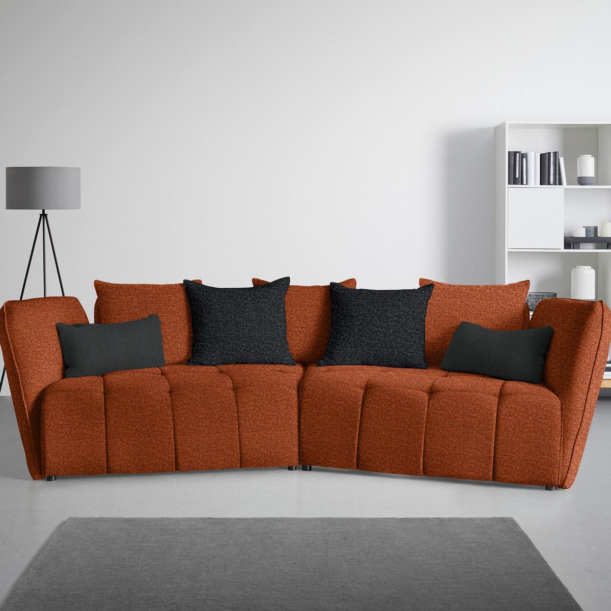 Boxspringová pohovka SOFI, rezavá, tmavě šedá - šedá/černá, Moderní, textil (294/93/152cm) - Premium Living