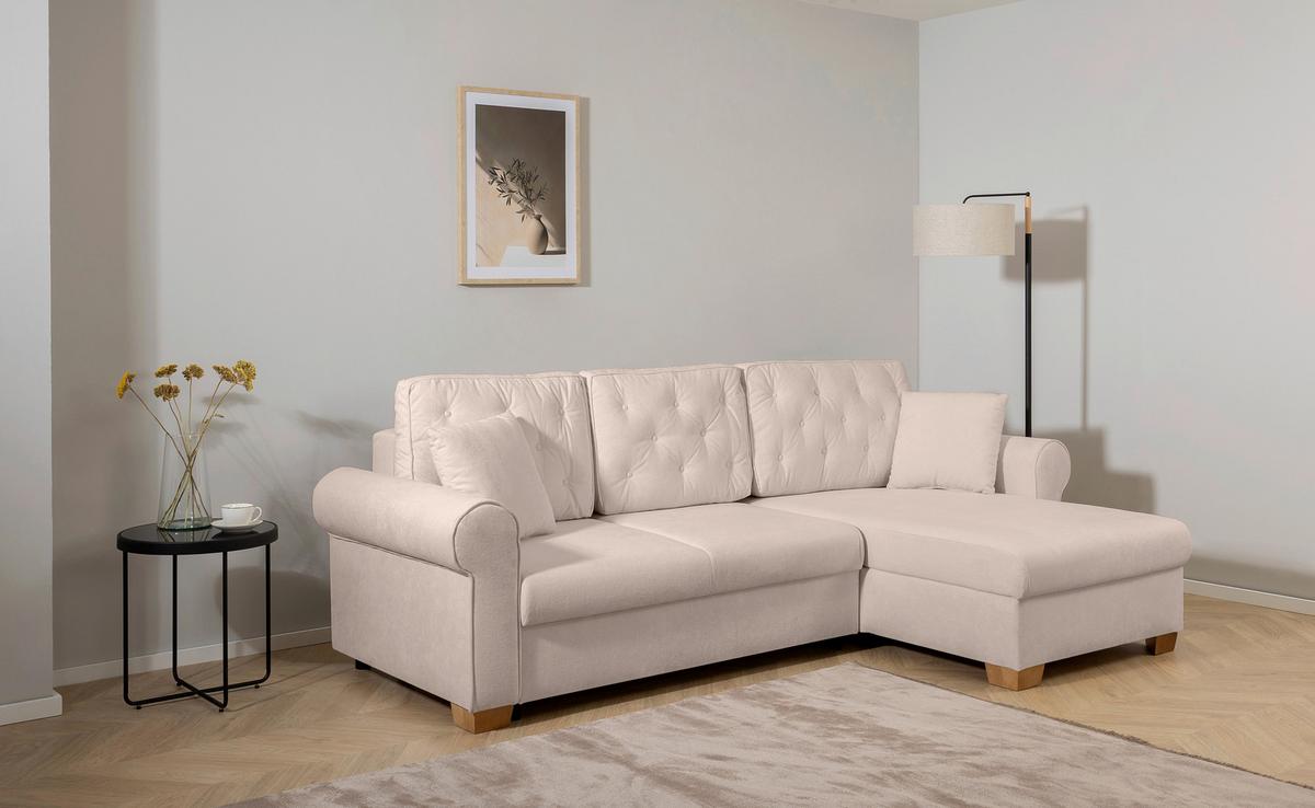 Ecksofa Arles, Taupe 15 S: 266x161 Cm - Taupe/Buchefarben, Design, Textil (266/161cm) - MID.YOU