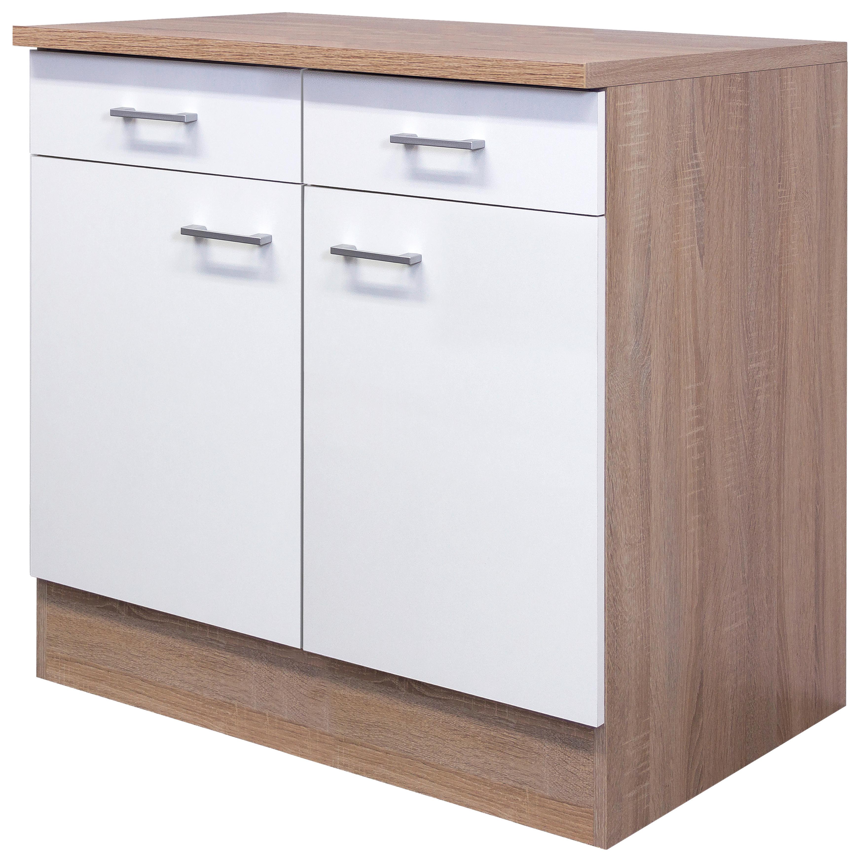 SPODNÁ KUCHYNSKÁ SKRINKA SAMOA  US 80 - biela/dub sonoma, Konventionell, kompozitné drevo/plast (80/85/57cm)