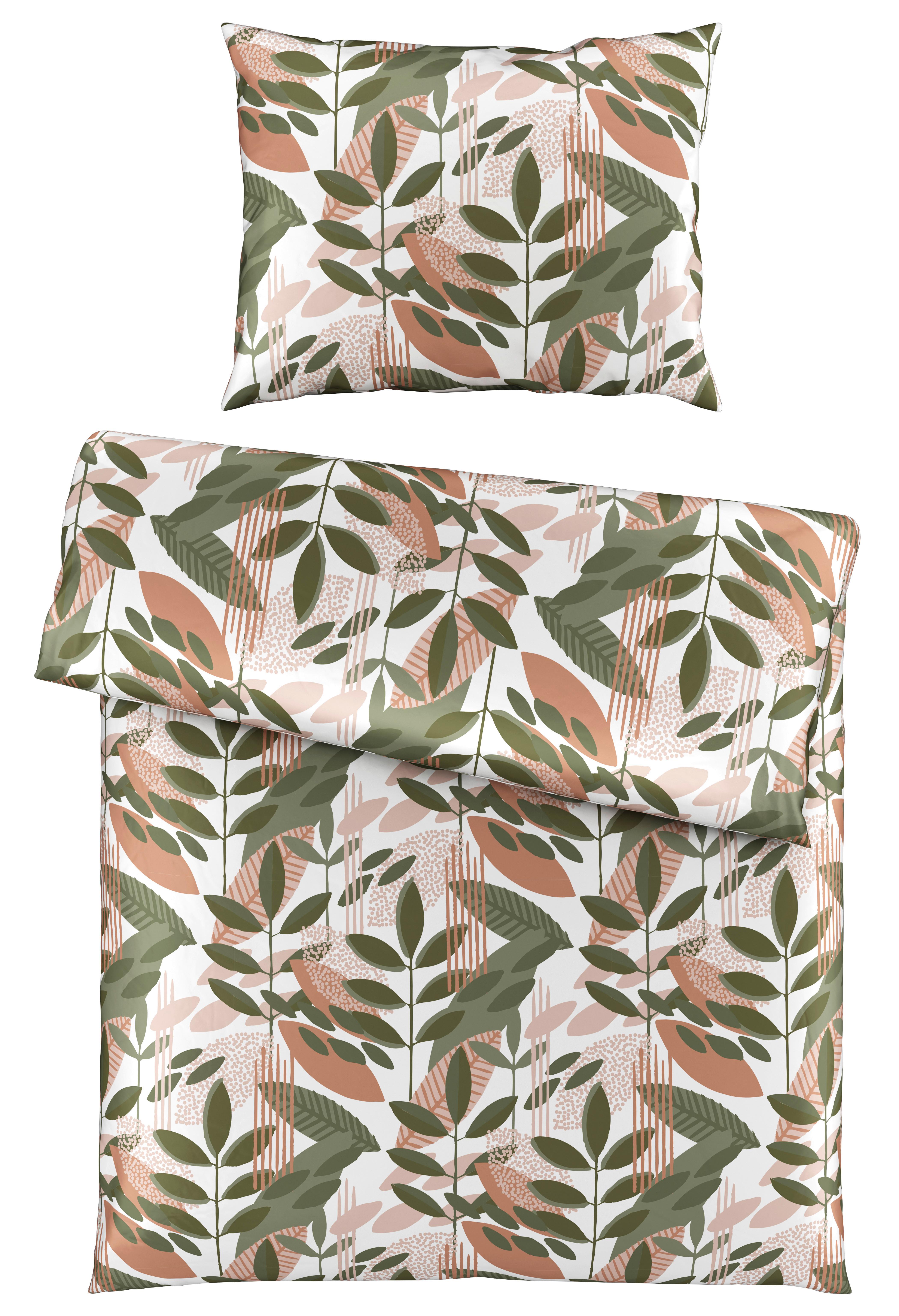 Posteľná Bielizeň Blätter, 140/200cm - biela/zelená, Romantický / Vidiecky, textil (140/200cm) - Premium Living