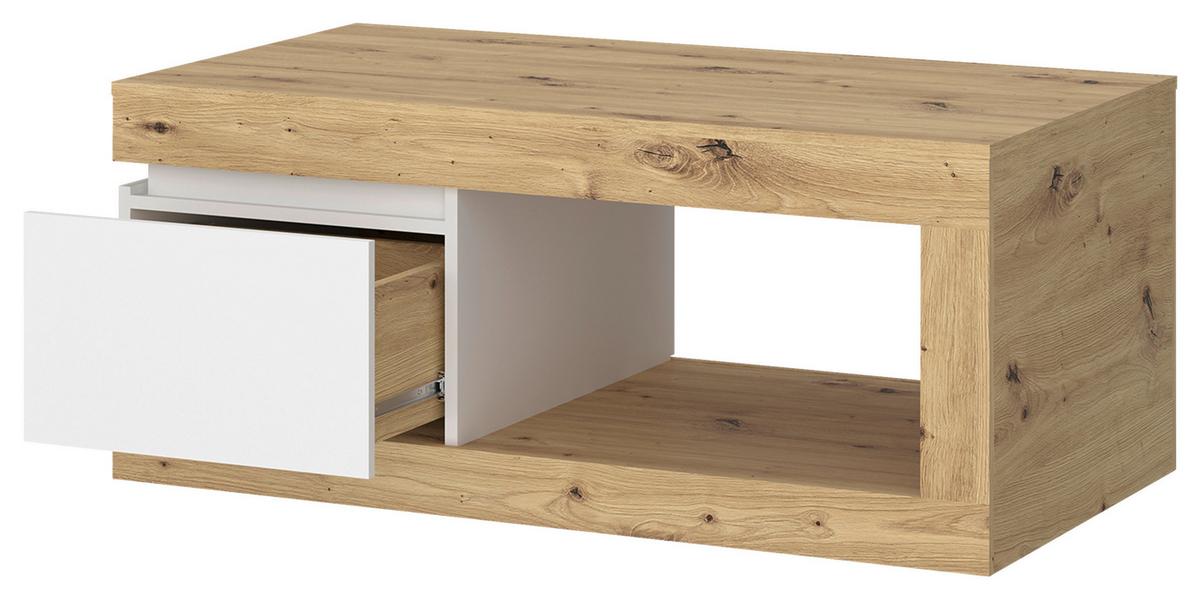 Couchtisch Luci Weiß Eiche Artisan/Weiß B: 110 cm - Weiß/Eiche Artisan, Trend, Holzwerkstoff/Kunststoff (110/50,3/70cm) - MID.YOU