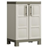 Kunststoffschrank Excellence Cabinet Niedrig - Sandfarben/Grau, MODERN, Kunststoff (65cm) - Keter