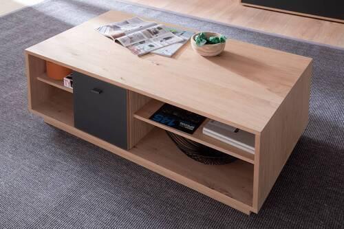 Couchtisch Valencia Anthrazit/Eiche - Eiche Bianco/Anthrazit, Design, Glas/Holzwerkstoff (115/65/44cm) - MID.YOU