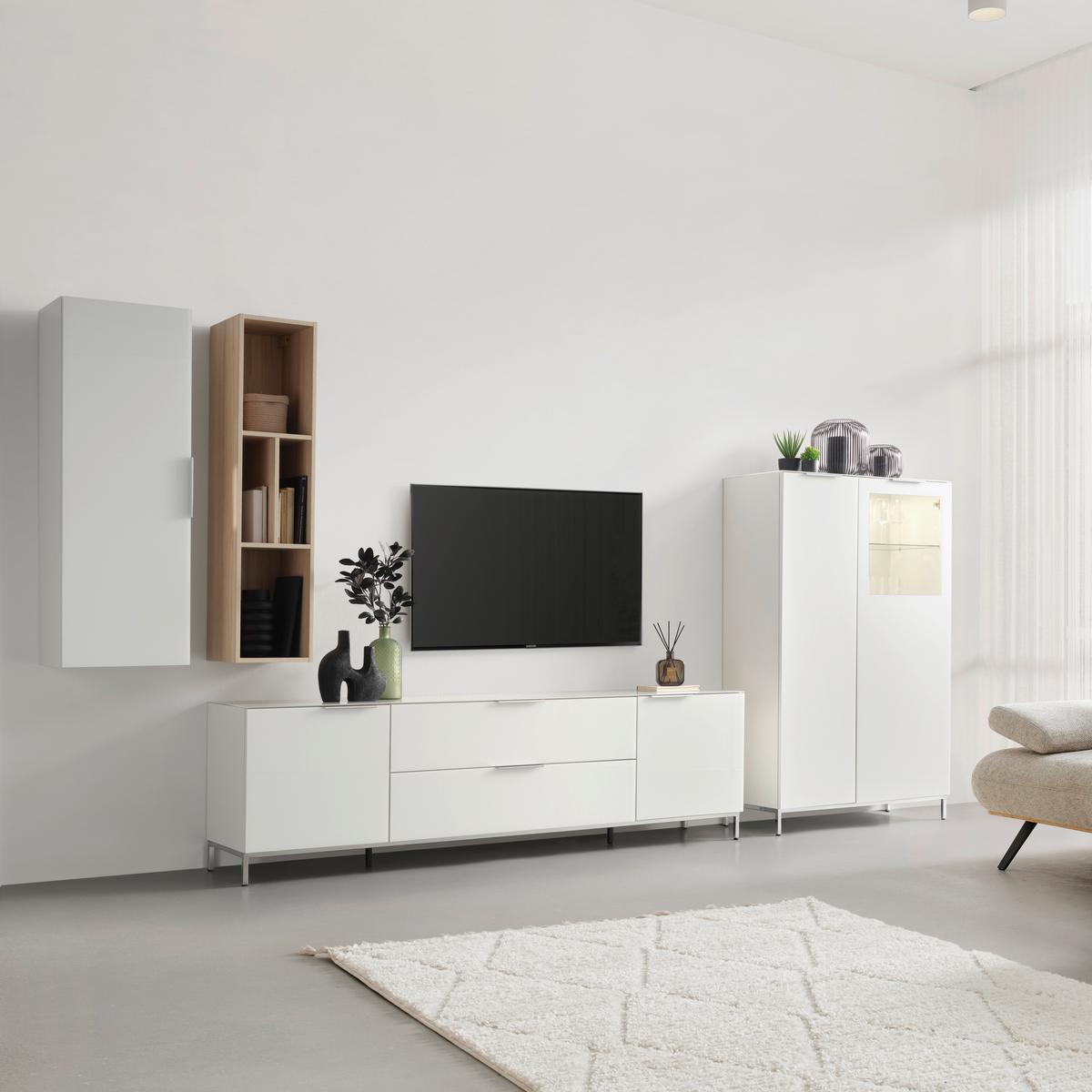 Nástenný regál SIENA dekor dub Riva - barvy dubu, Moderní, kompozitní dřevo/sklo (30/125/30cm) - Premium Living
