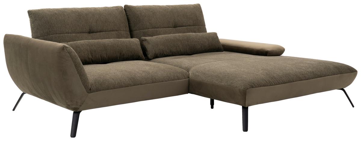 Ecksofa Dover Olivgrün, 273x191-207cm - Schwarz/Olivgrün, Trend, Holz/Holzwerkstoff (273/191-207cm)
