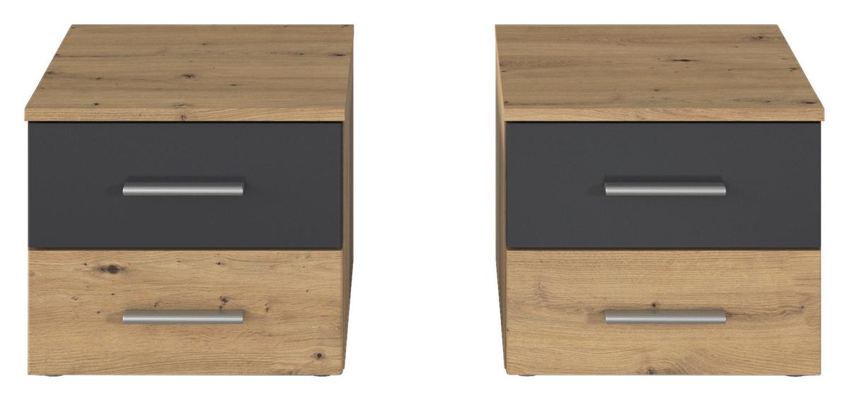 Schwebetürenschrank Mit Spiegel 261cm, Grau/Eiche Artisan - Eiche Artisan/Grau, KONVENTIONELL, Holzwerkstoff (261cm)