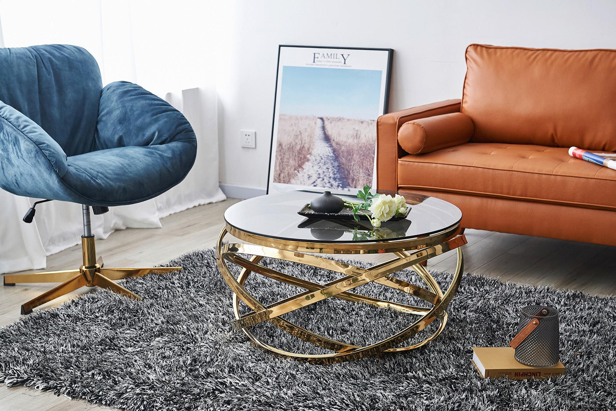 Couchtisch Grau, Goldfarben L: 80 cm - Goldfarben/Grau, Design, Glas/Metall (80/80/42cm) - Livetastic