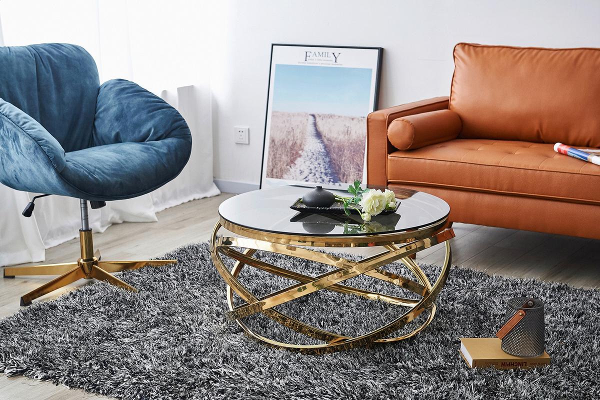 Couchtisch Grau, Goldfarben L: 80 Cm - Goldfarben/Grau, Design, Glas/Metall (80/80/42cm) - Livetastic