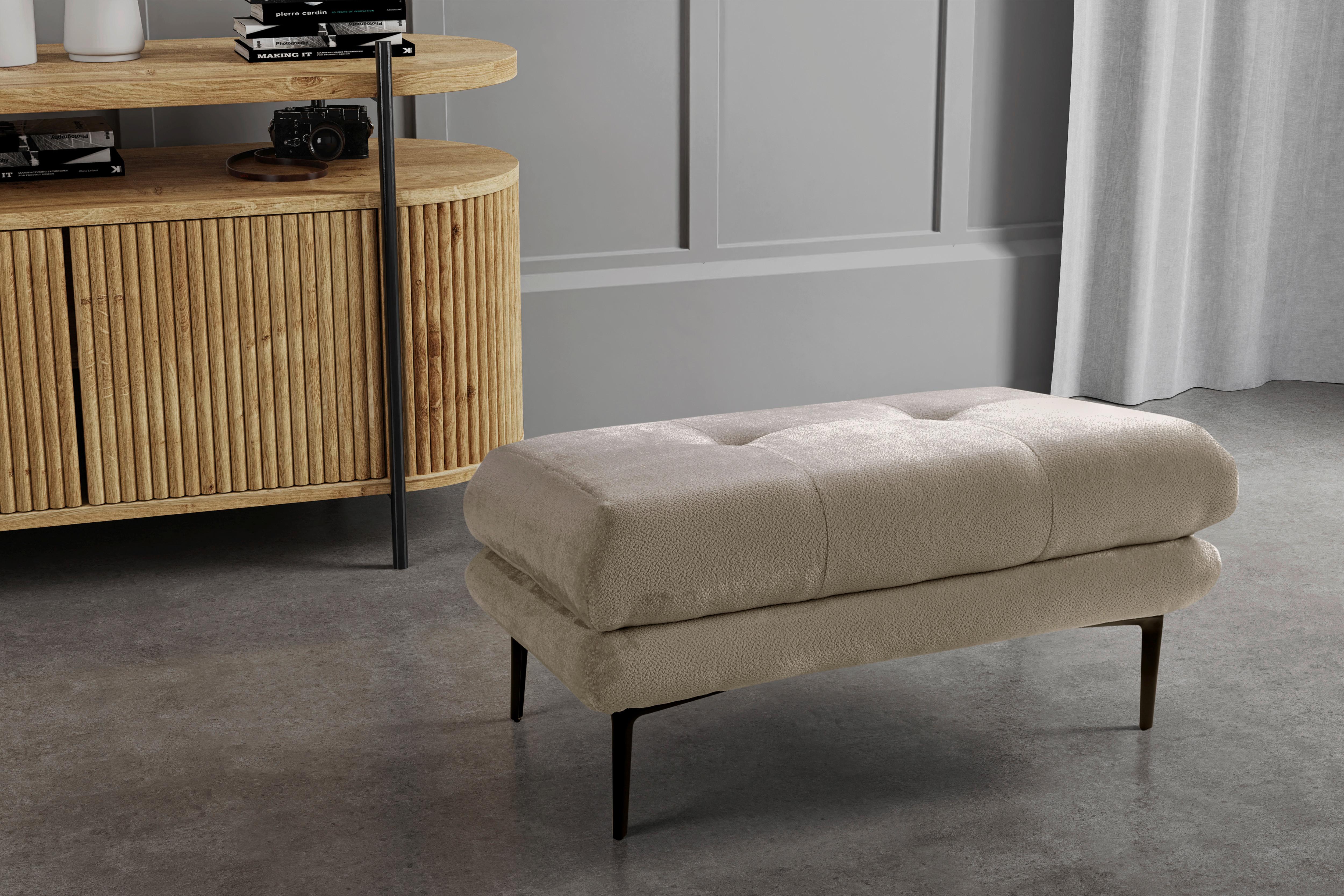 Hocker Ankona Grau/Schwarz, 80 cm - Schwarz/Grau, Design, Textil (80/48/80cm) - MID.YOU