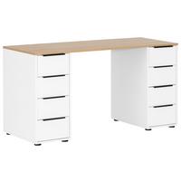 Schreibtisch Elma - Eichefarben/Weiß, MODERN, Holzwerkstoff (55,5/140/73,1cm) - MID.YOU
