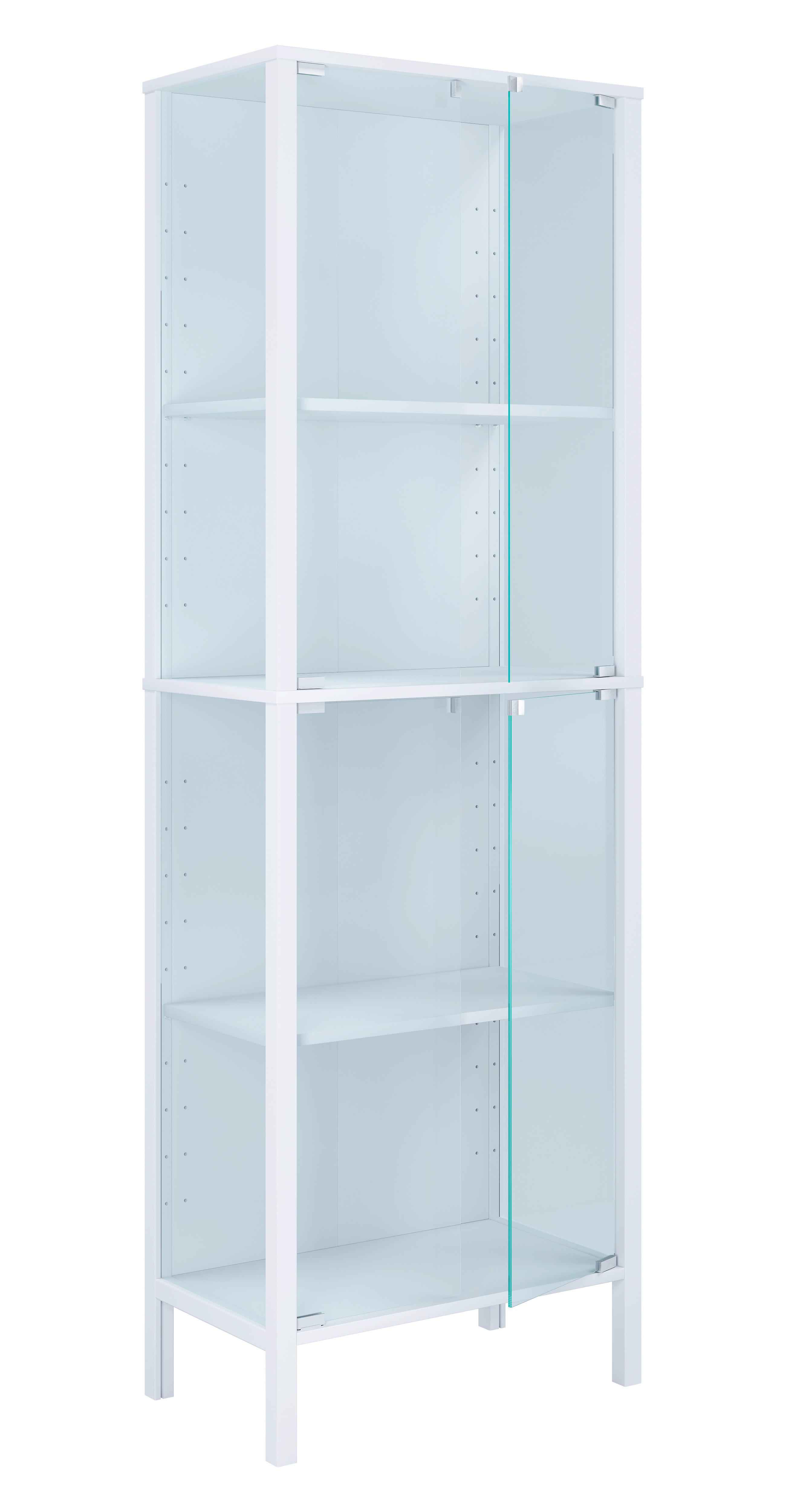 VITRINE Jensol, Weiß B: 60 cm - Klar/Weiß, Design, Glas/Holzwerkstoff (60/178/35cm) - Livetastic