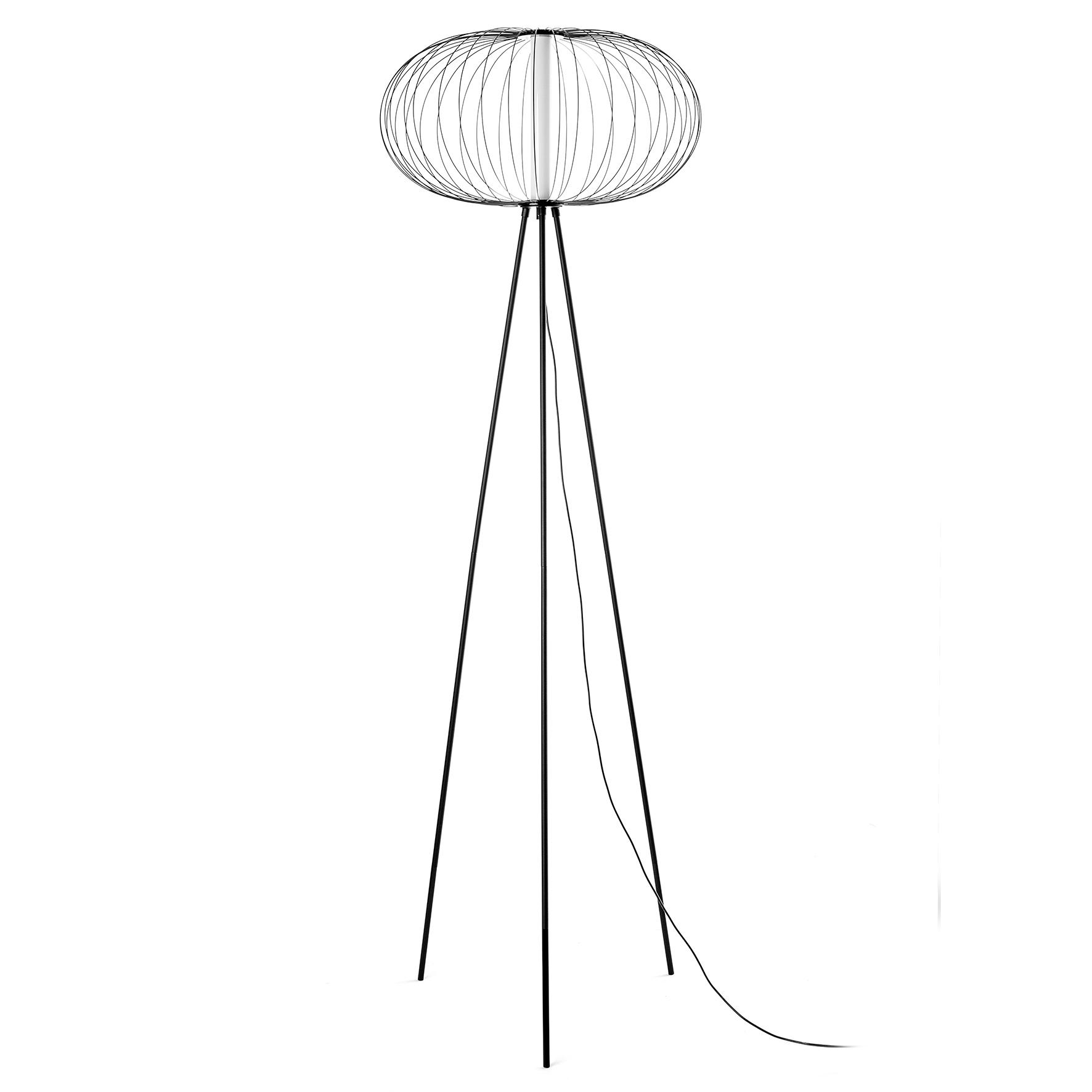 Led-stojaca Lampa Amos Čierna - čierna, Moderný, kov (50/150cm) - Bessagi Home