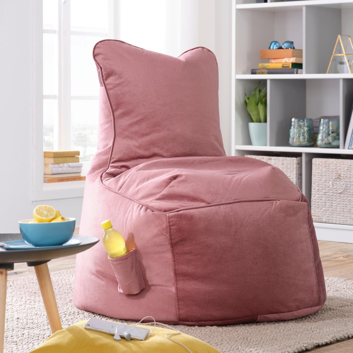 Sedací vak CORTONA SAMT růžová - růžová (75/95/65cm) - Modern Living