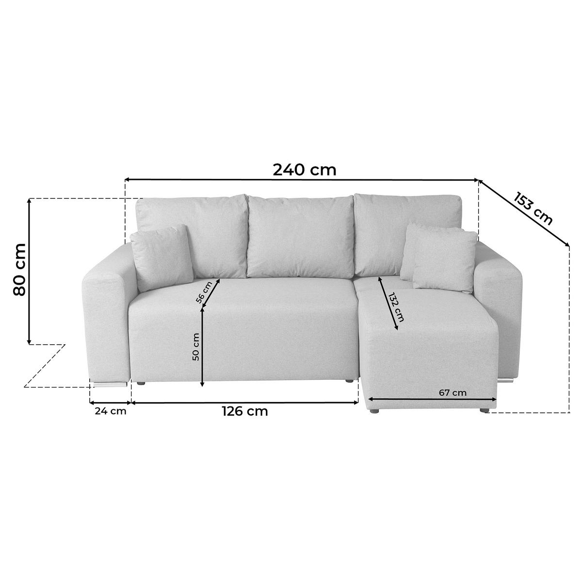 Ecksofa Bega - Chromfarben/Schwarz, Basics, Textil (240/153cm) - P & B