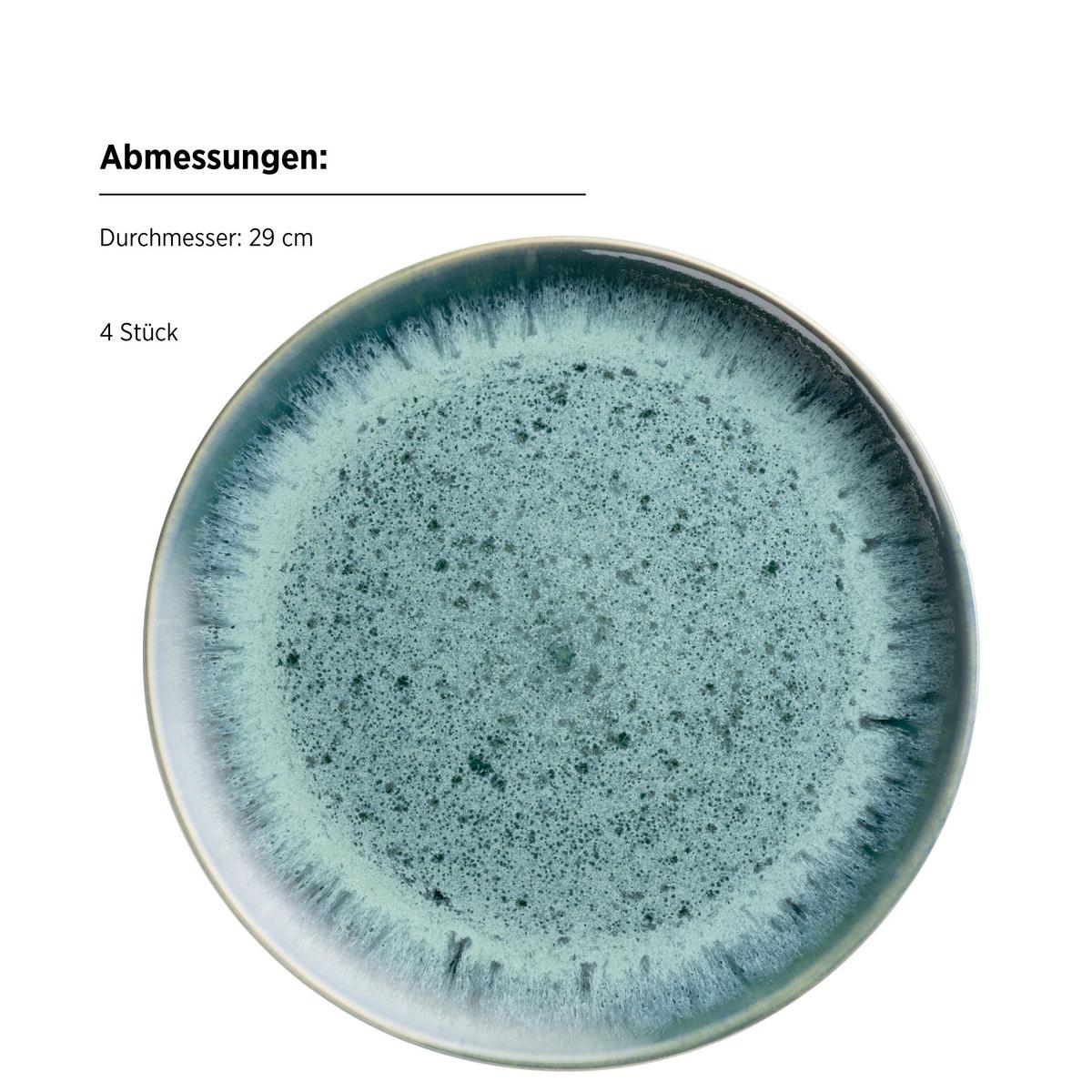 Speisetellerset Carellia Steinzeug, Blau, 4-teilig - Blau, Basics, Keramik (29/2,5cm) - Mäser