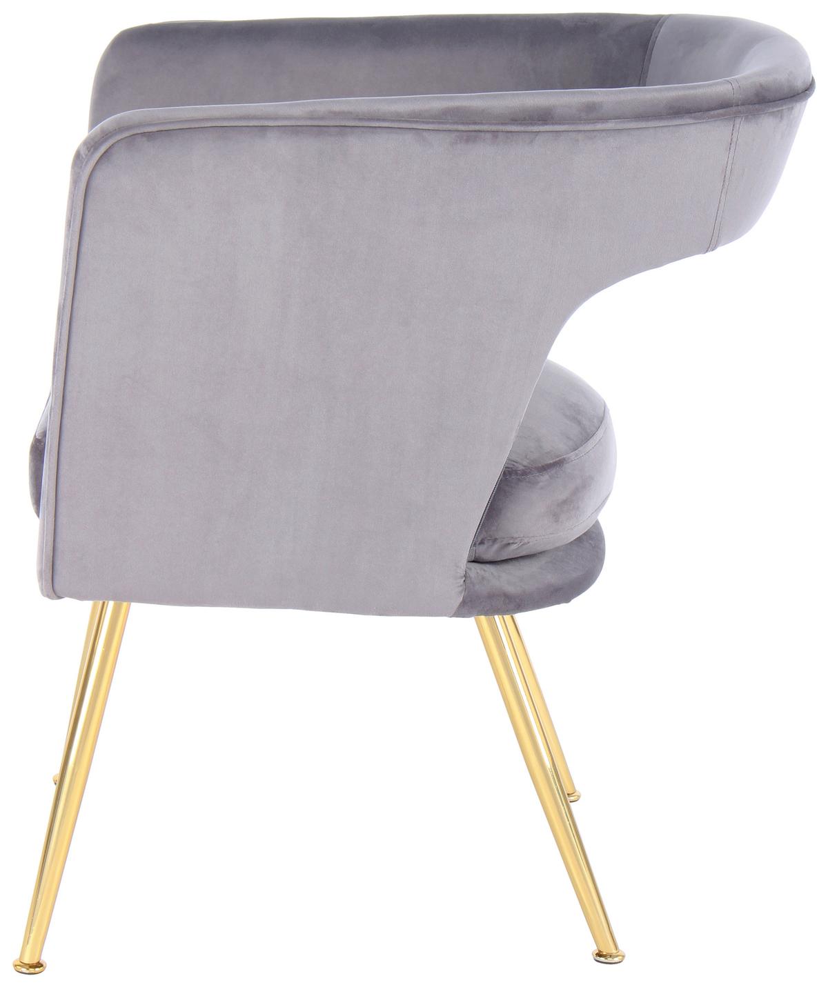 STOLIČKA S PODRÚČKAMI JOLENE - sivá/zlatá, Modern, kov/textil (60/77/63cm) - MID.YOU