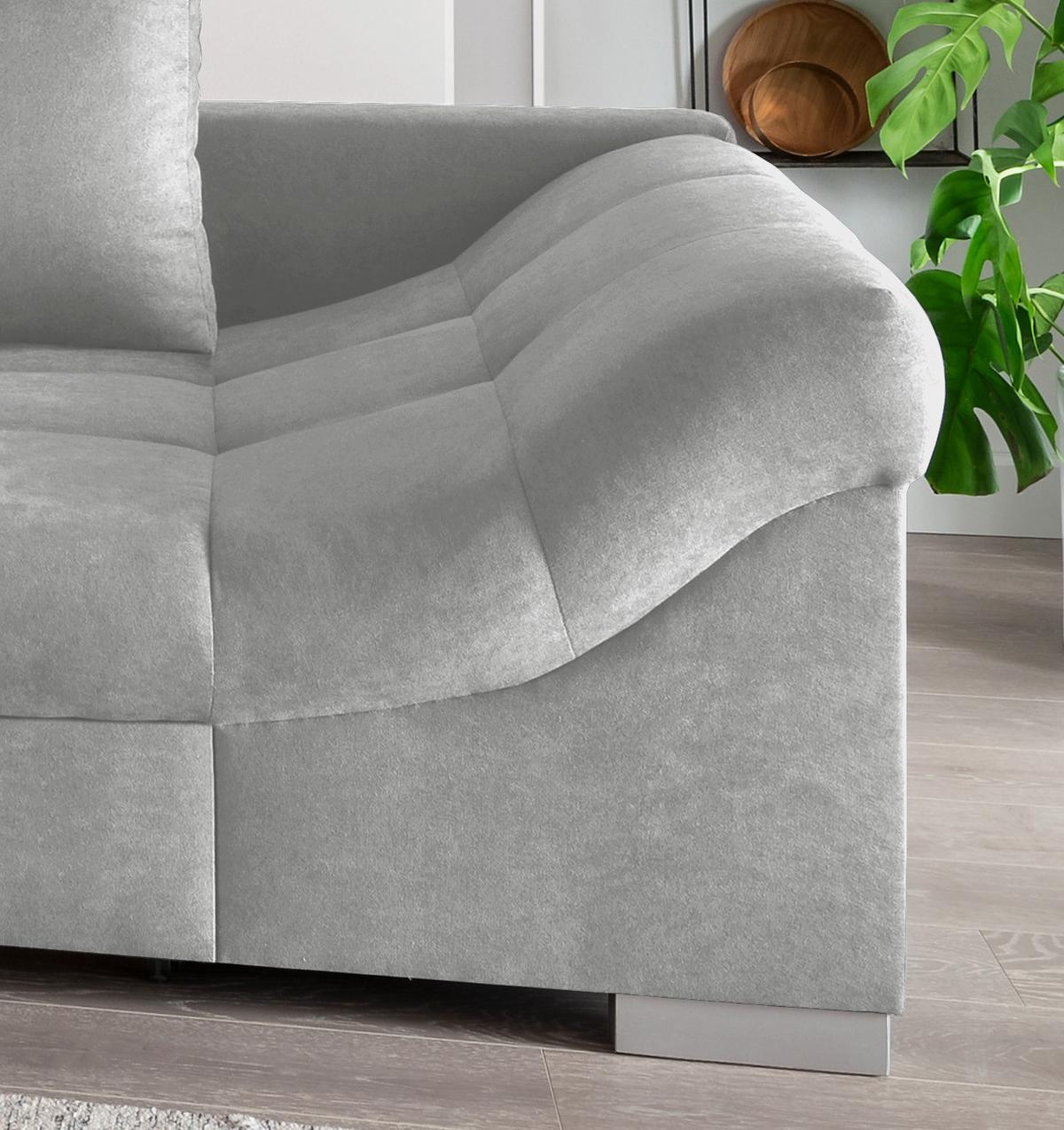 Eckschlafsofa Alvito Hellgrau S: 202/298 cm - Silberfarben/Hellgrau, Design, Textil (202/298cm) - MID.YOU