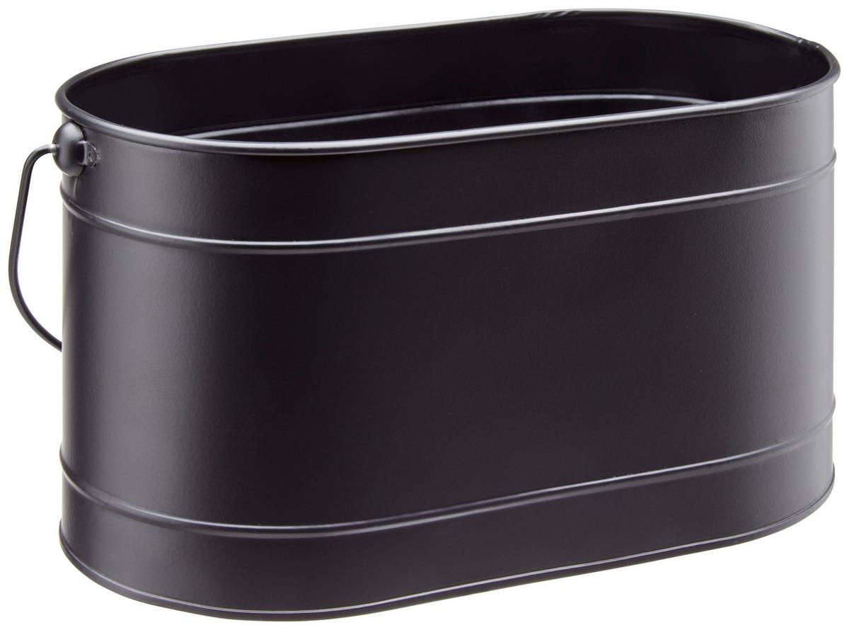 Übertopf Trixia Aus Zink Mit Griff LxB: 24x13 cm, Schwarz - Schwarz, MODERN, Metall (24/13/13cm)