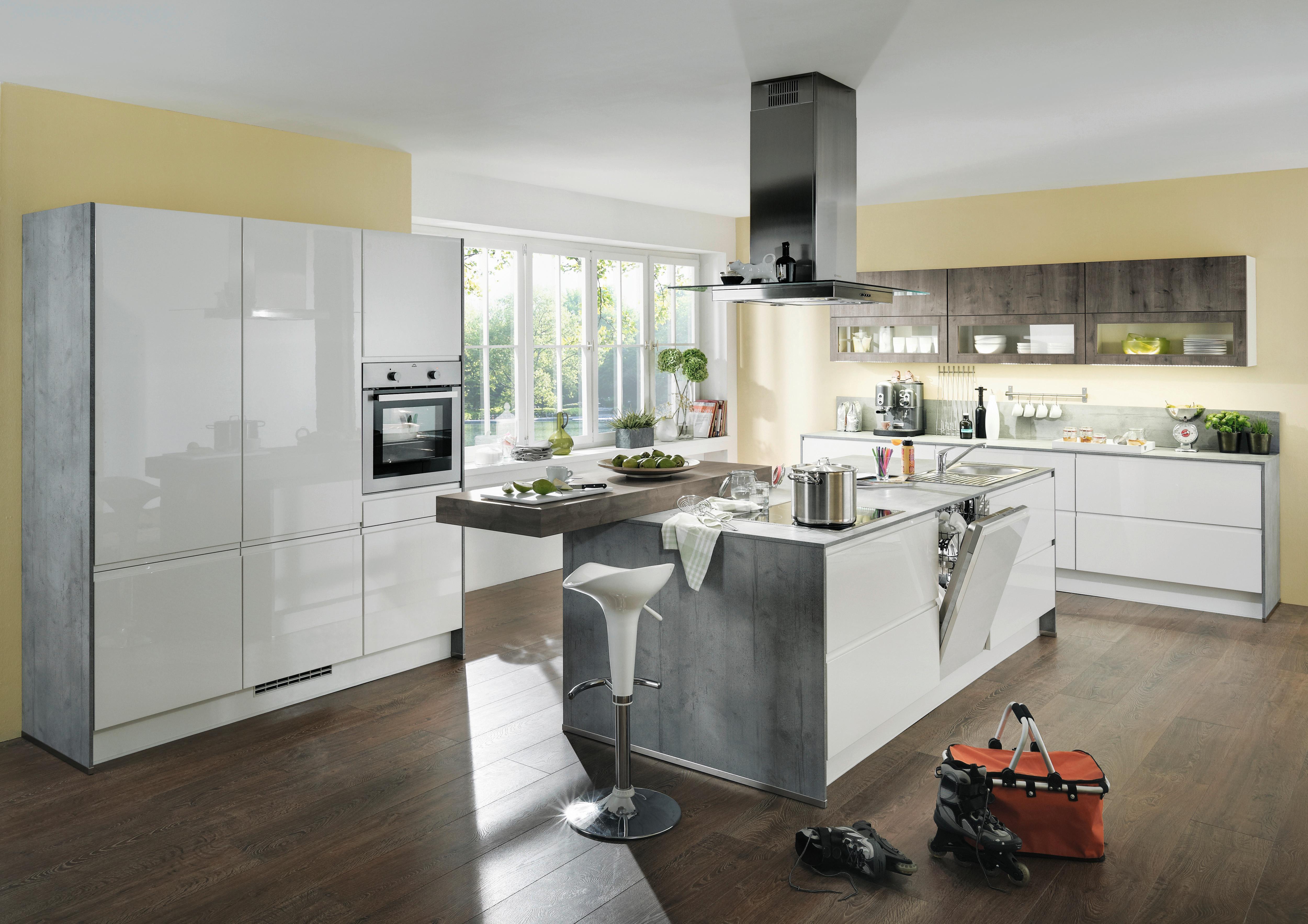 Einbauküche Panama Frei Planbar Modern, Grifflos - Weiß, MODERN, Holzwerkstoff - Vertico