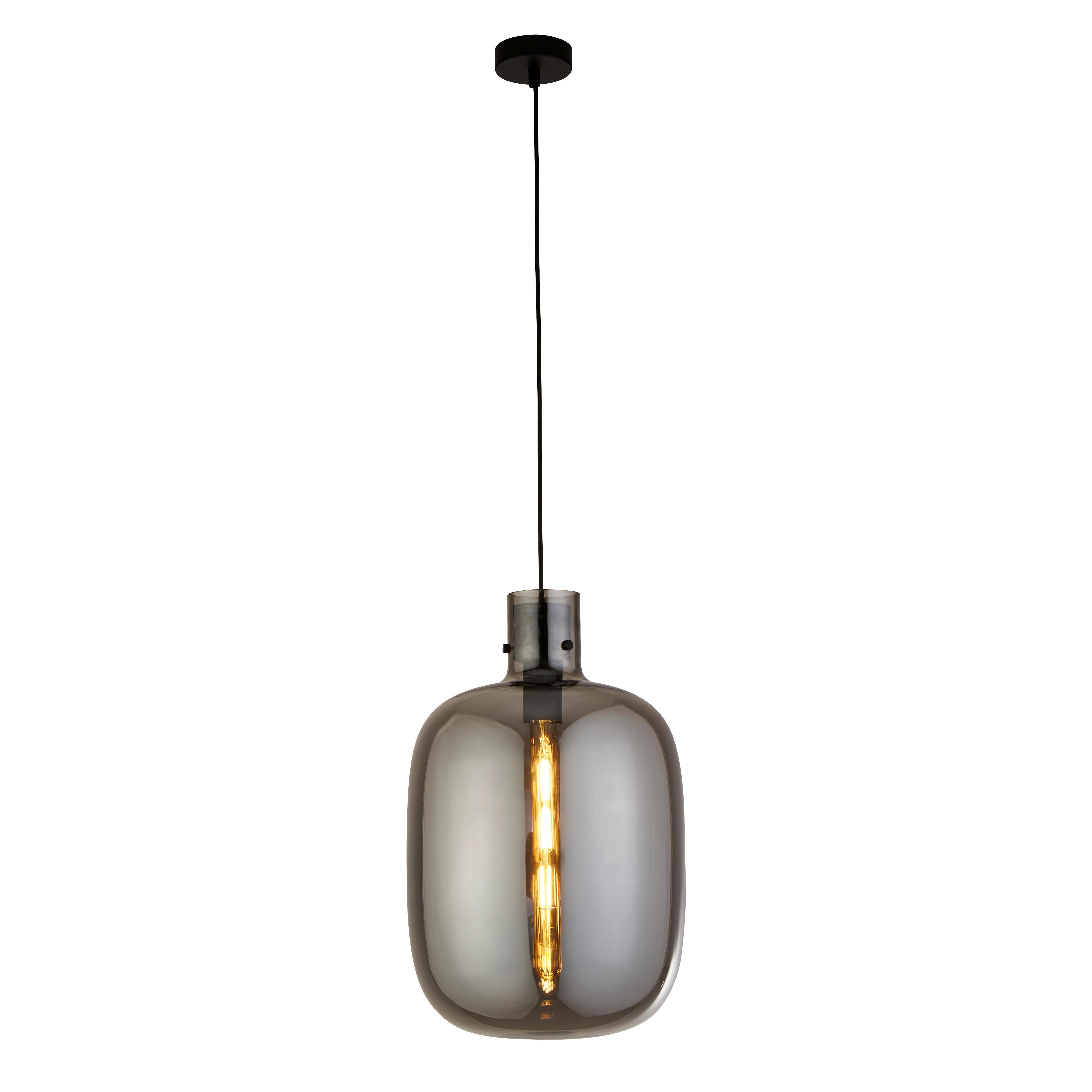 Hängeleuchte Barrel H: 127 cm 1-Flammig, höhenverstellbar - Schwarz, Design, Glas/Metall (30/127cm)