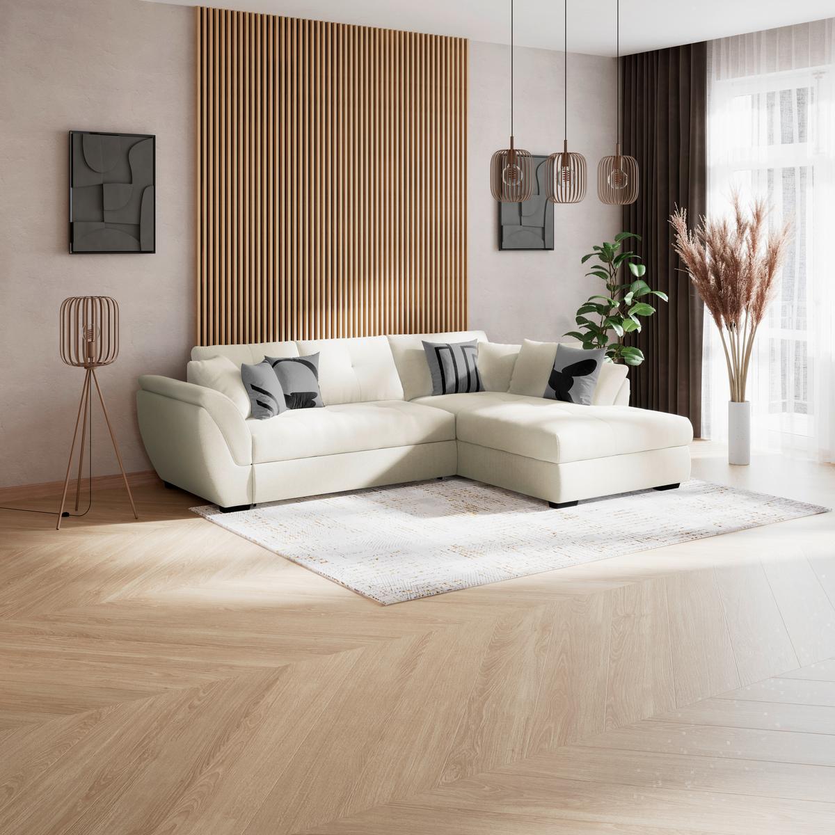 Rohová sedačka BERISSO, pravá, sivá tk. VINCI - čierna/sivá, Konventionell, textil (278/187cm) - Ondega