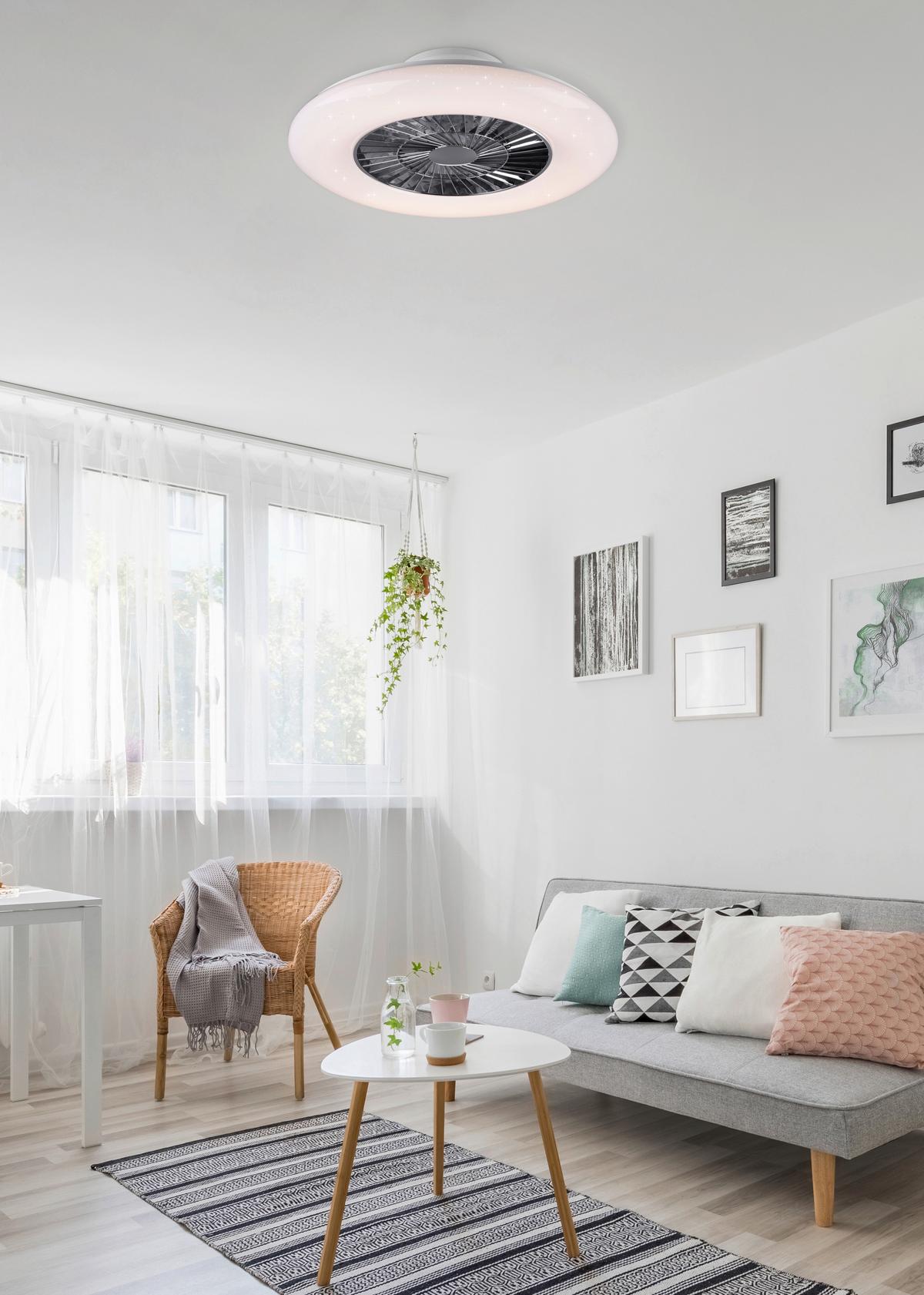 Deckenventilator Visby Weiß Chromfarben D:58cm - Chromfarben/Weiß, KONVENTIONELL, Kunststoff (58/19cm)
