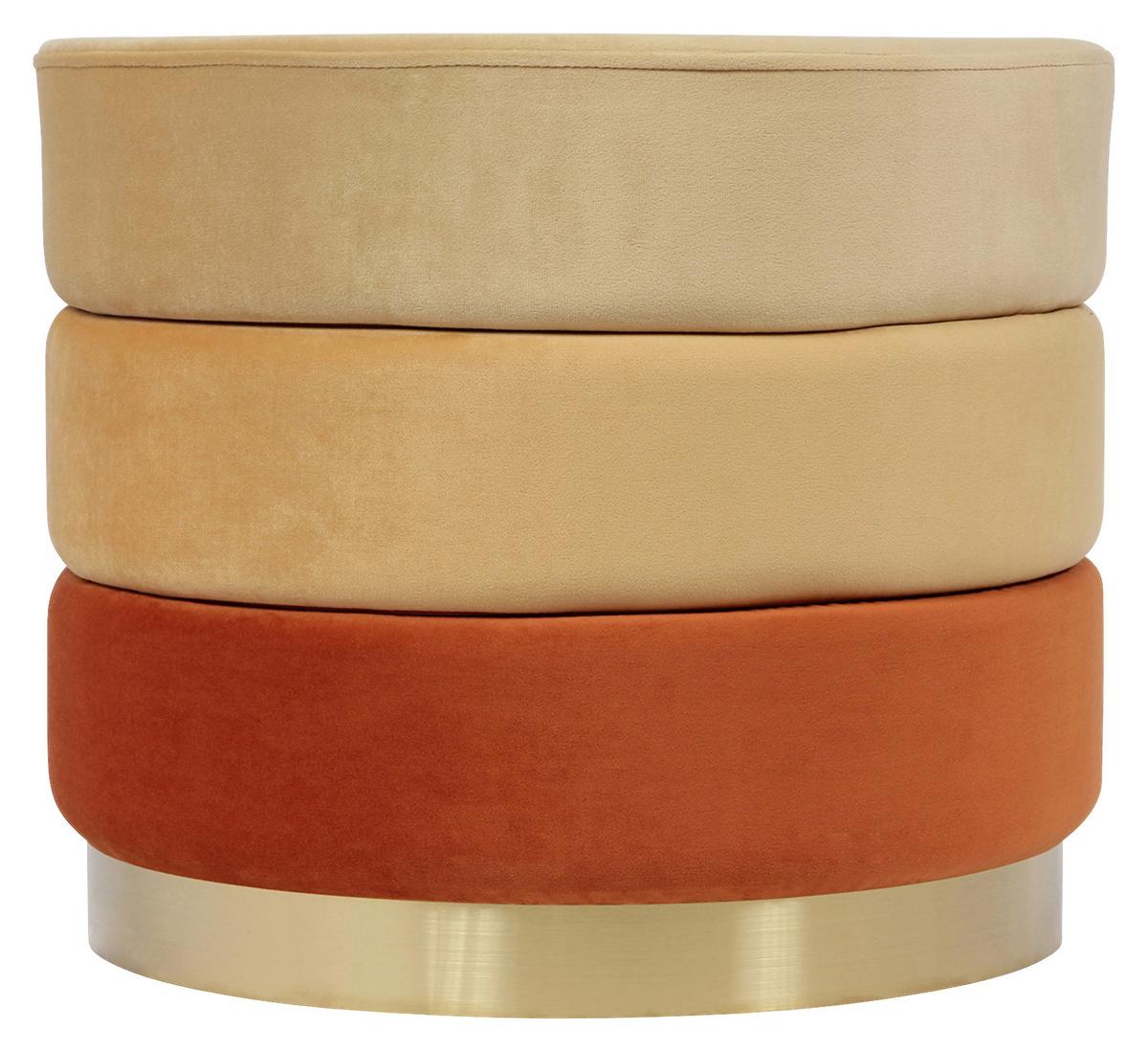 Hocker Elyse 100 Goldfarben/orange D: 50 Cm - Goldfarben/Orange, Design, Textil (50/42cm) - Kayoom