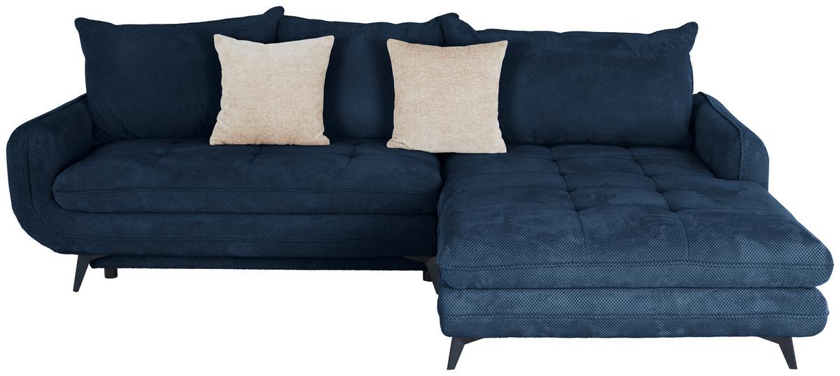 Rohová sedačka WAVE, pravá, tmavě modrá - černá/béžová, Moderní, kov/textil (266/189cm)